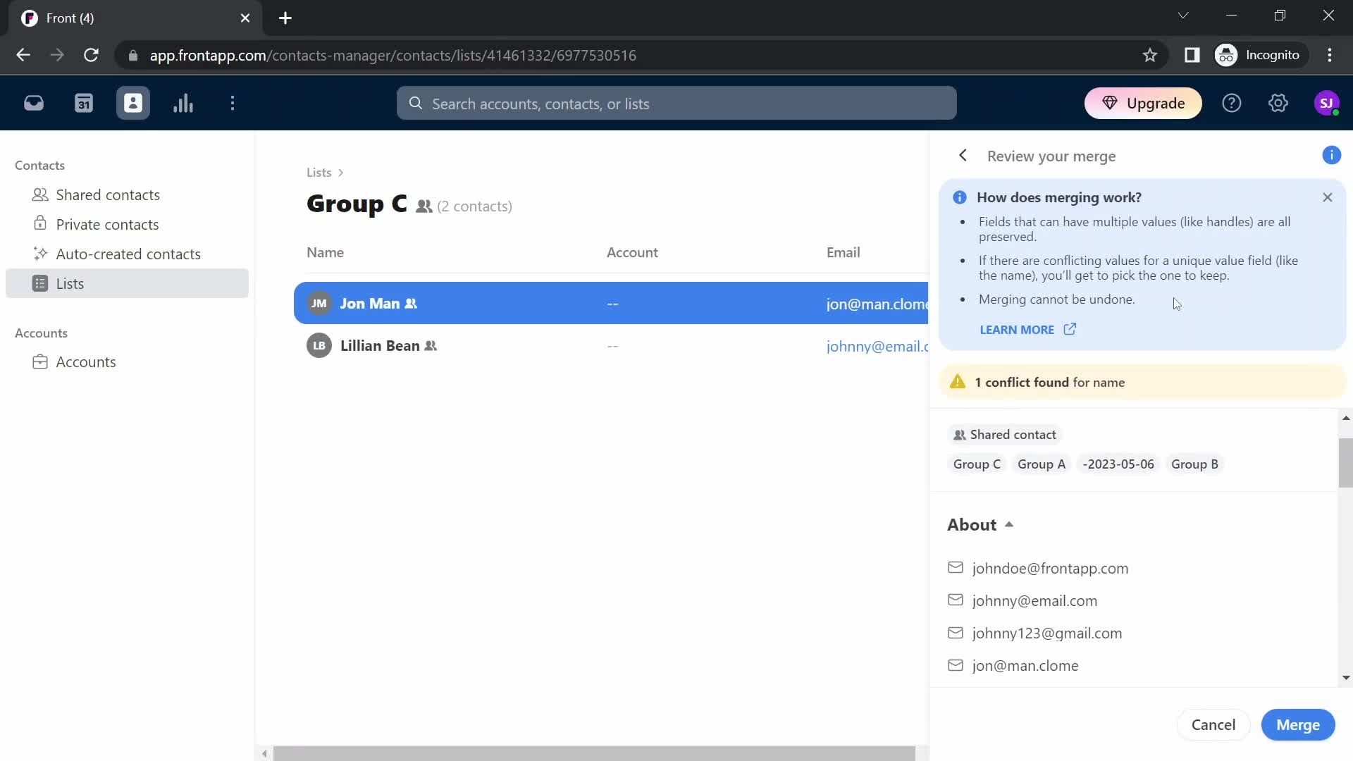 CRM screenshot