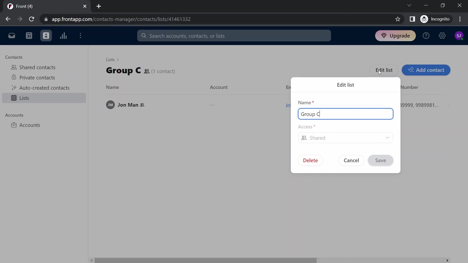 CRM screenshot