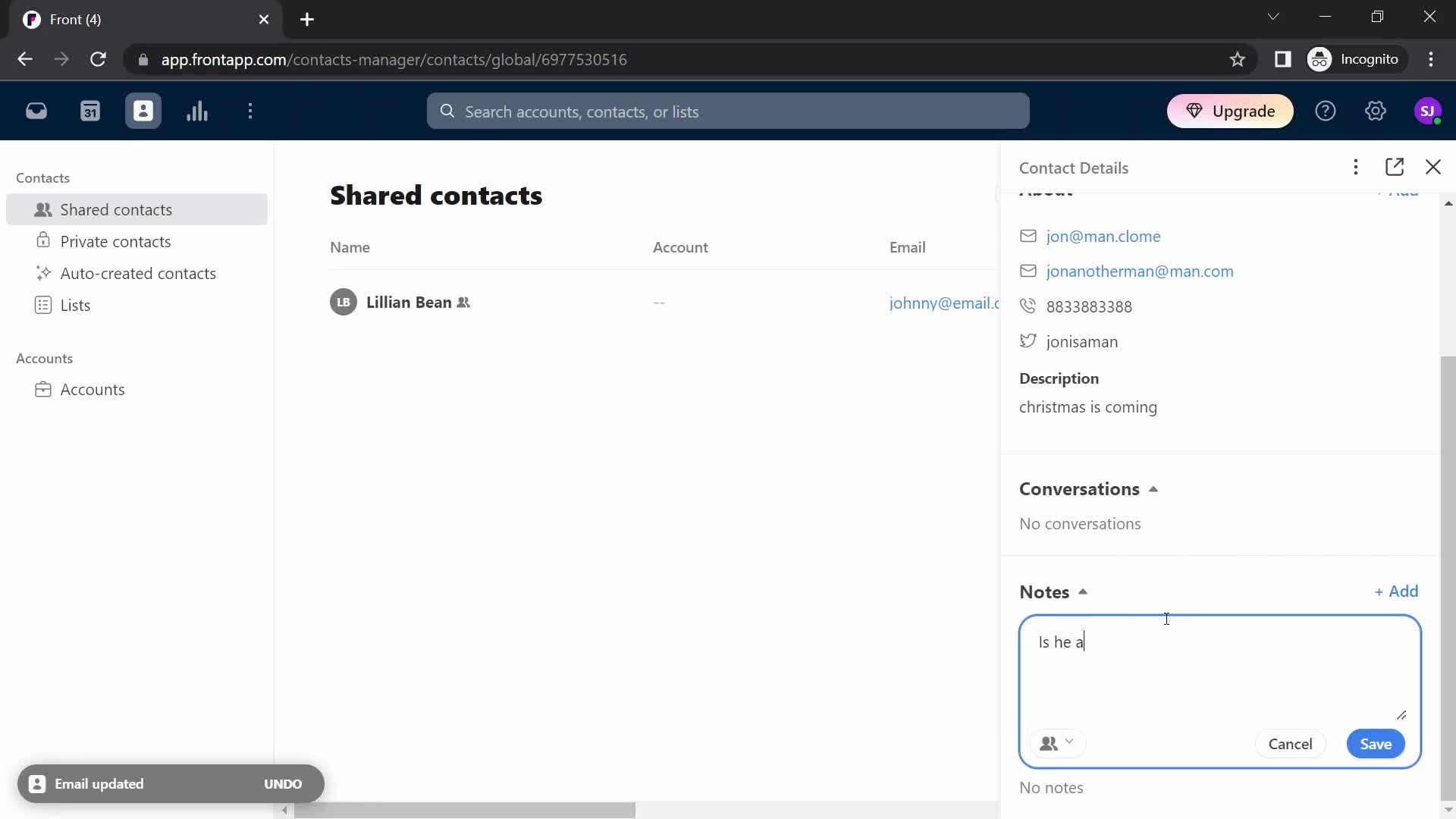 CRM screenshot