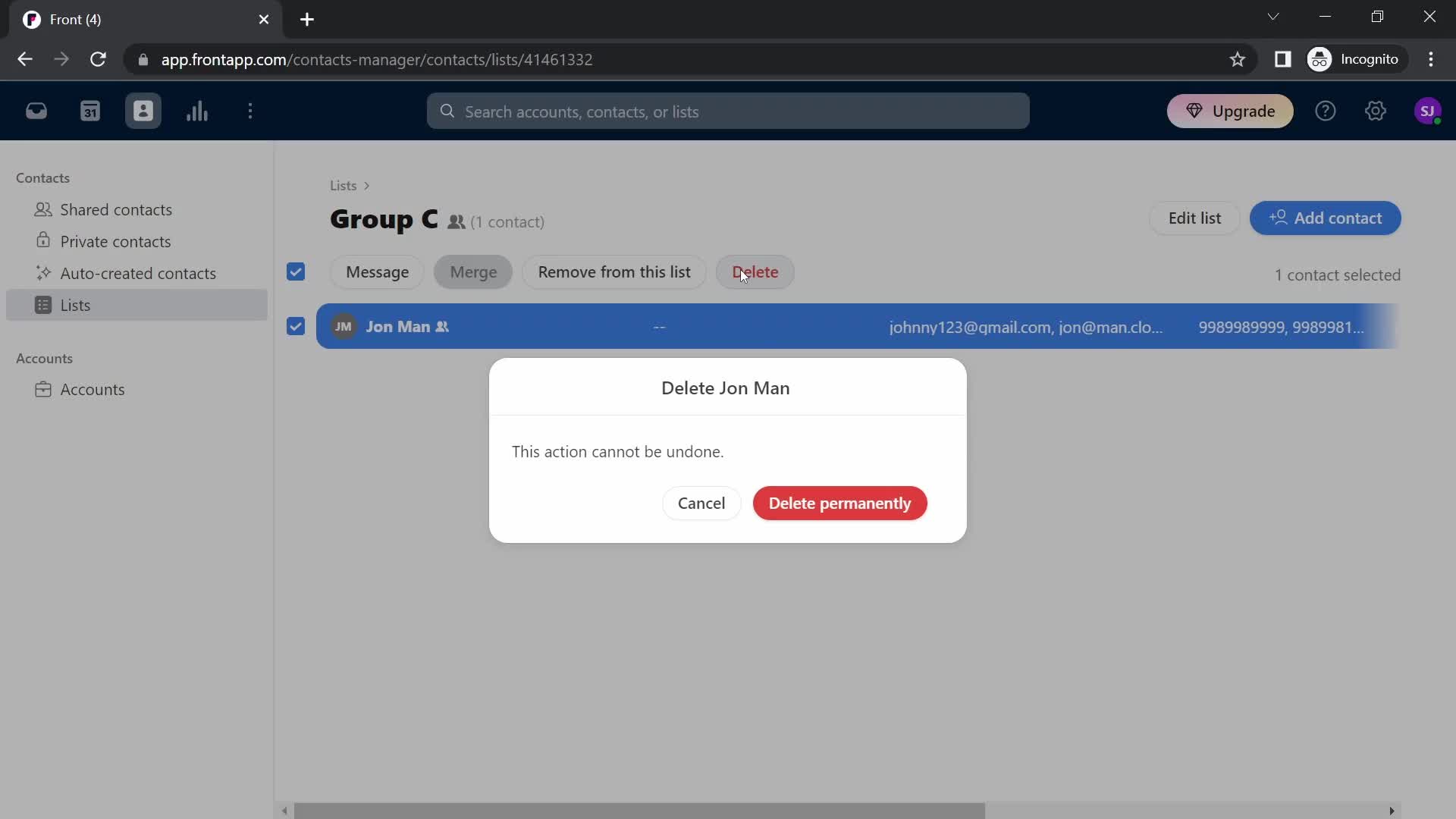 CRM screenshot