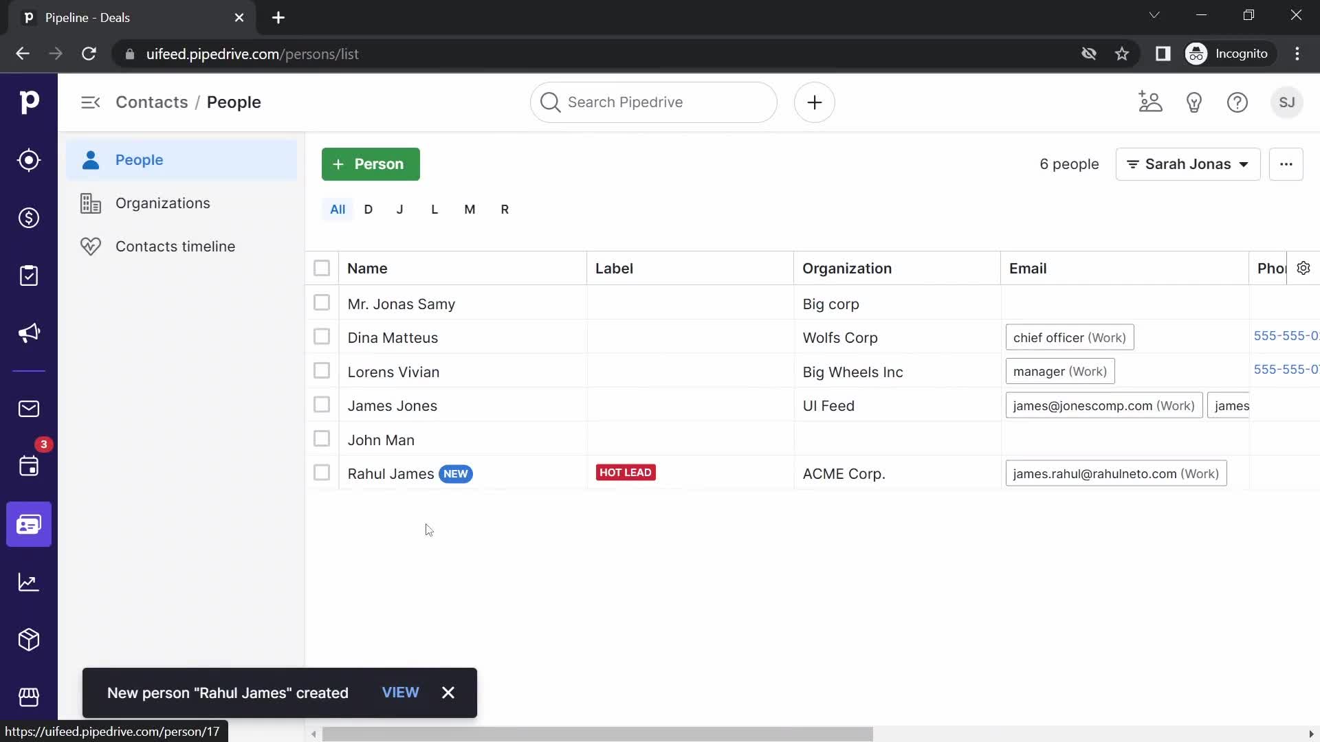 CRM screenshot