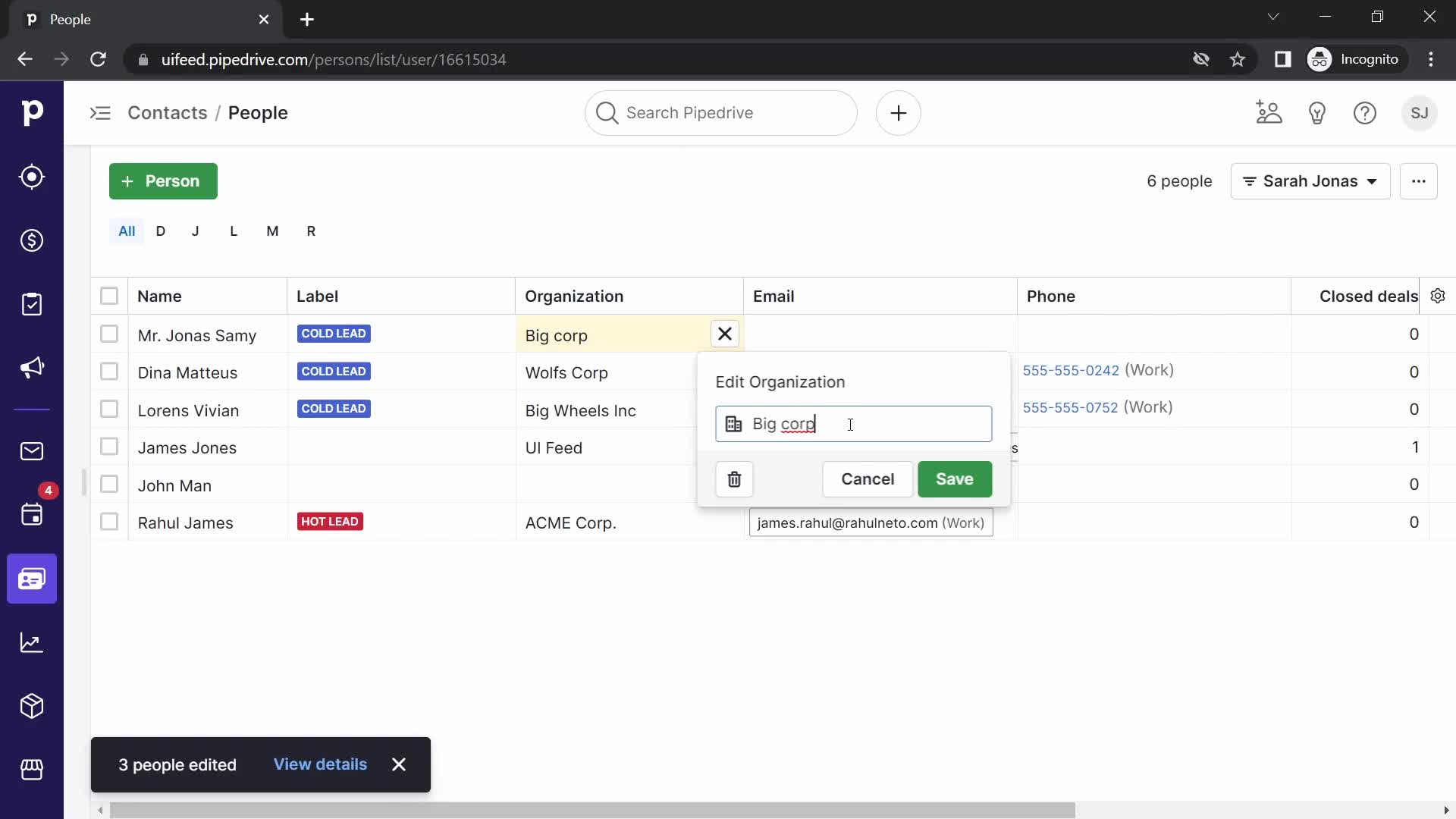 CRM screenshot