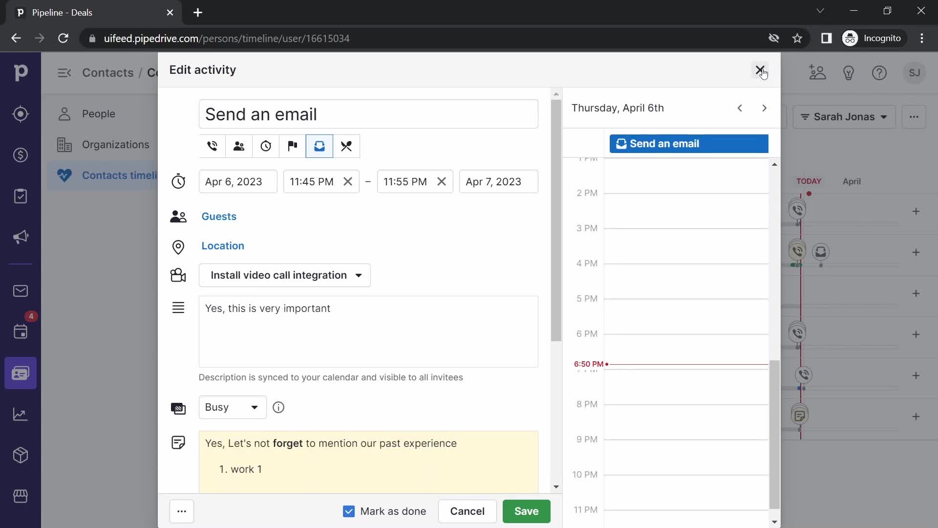 CRM screenshot