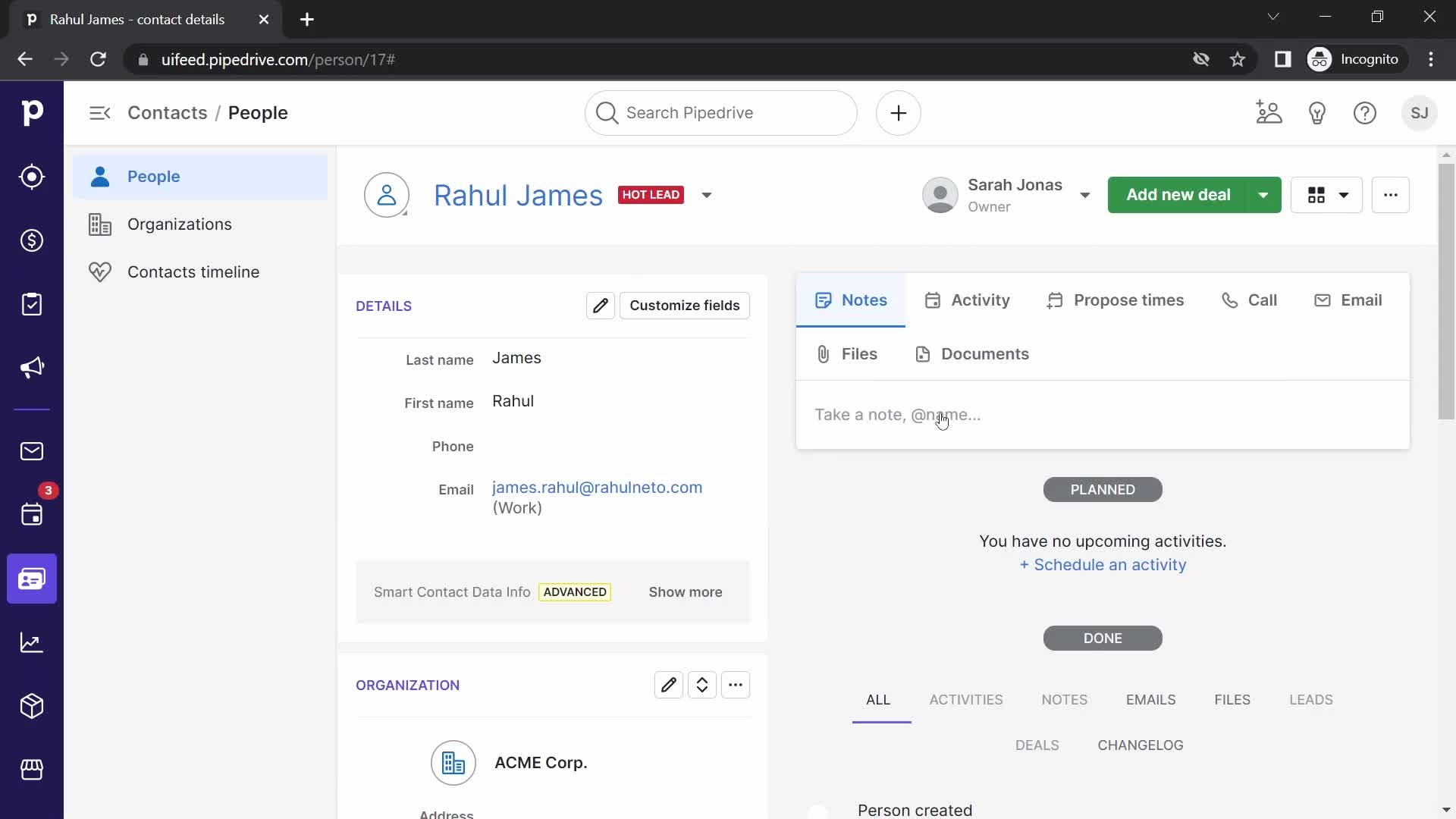 CRM screenshot