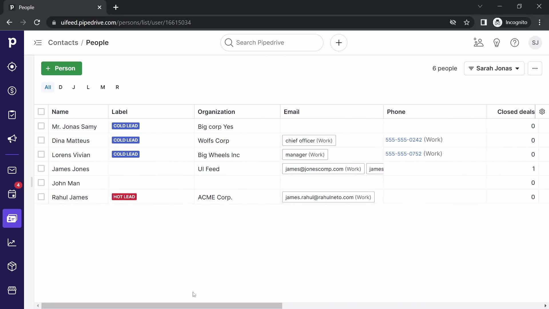 CRM screenshot