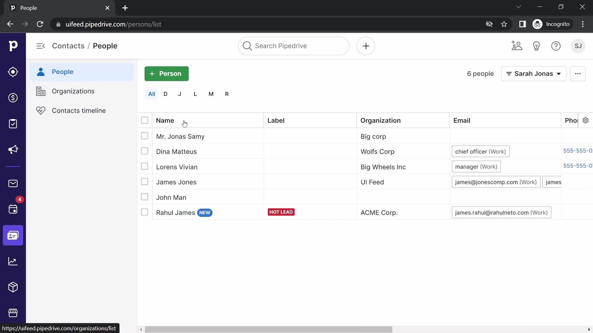 CRM screenshot