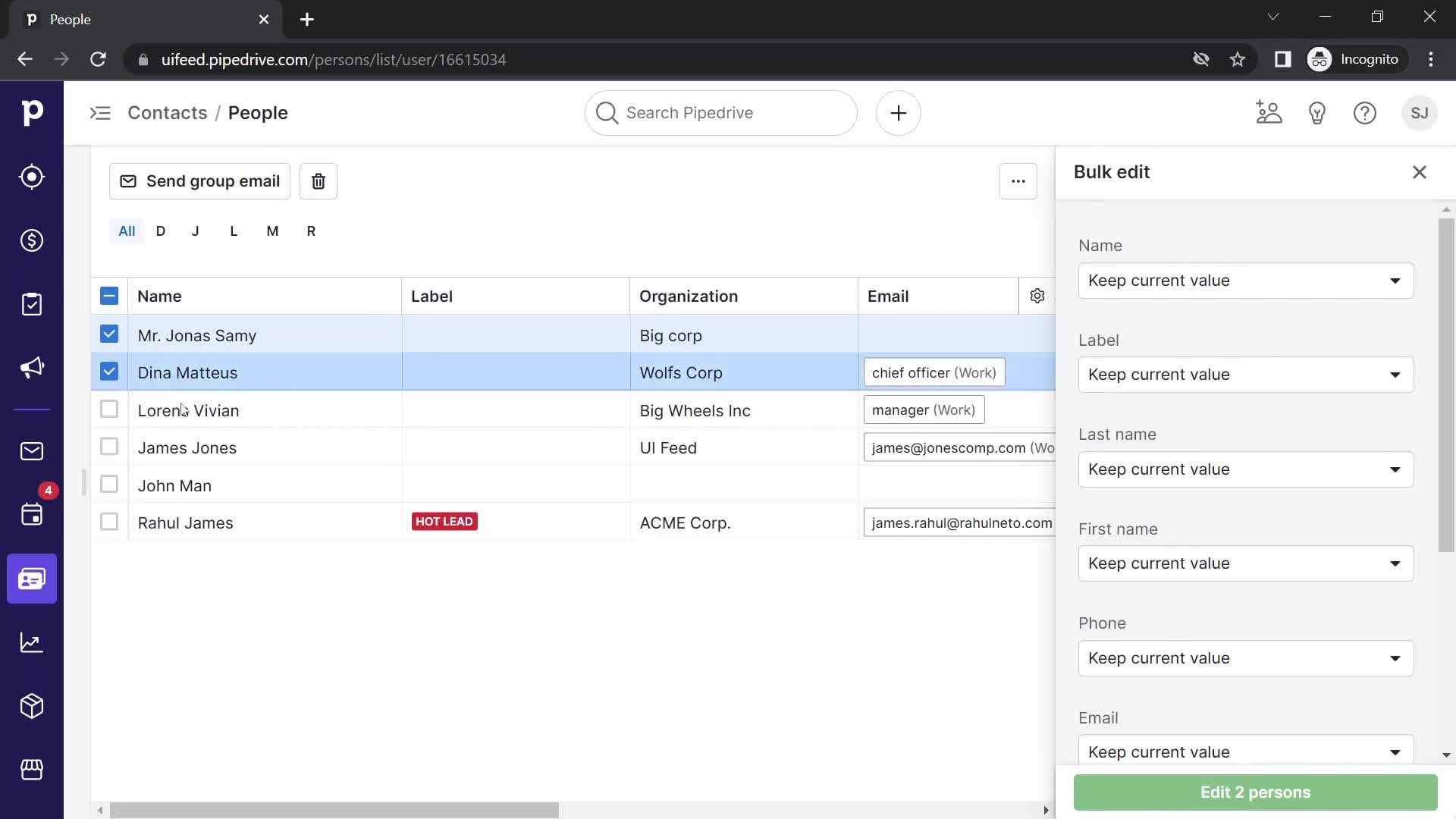 CRM screenshot