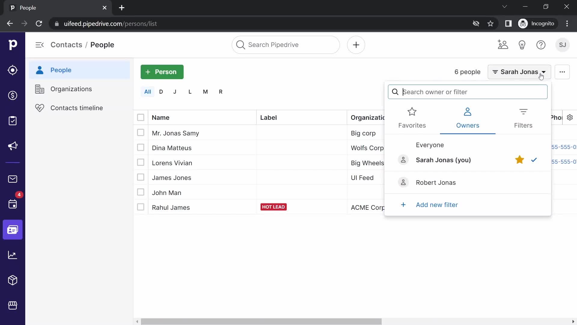 CRM screenshot