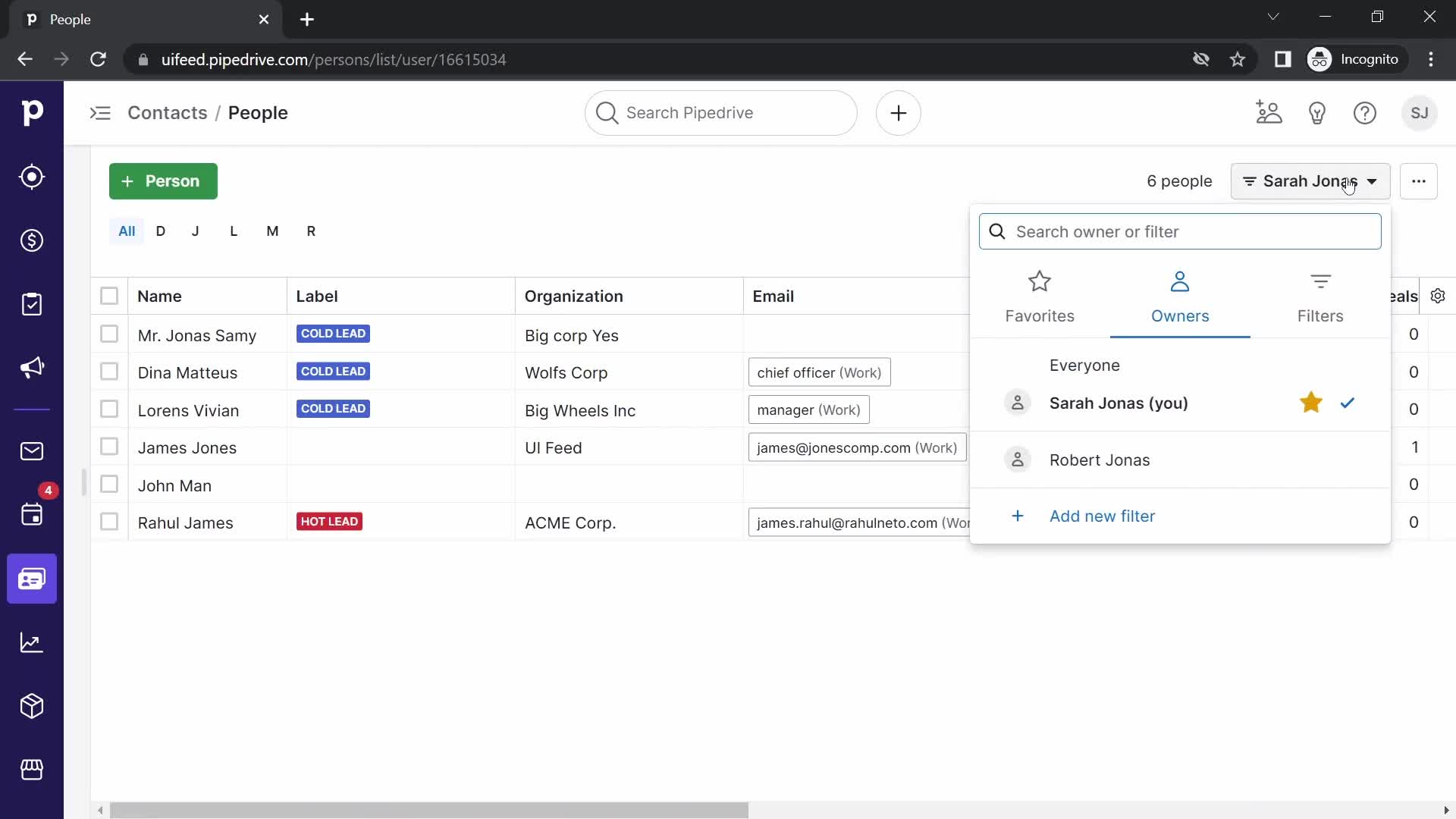 CRM screenshot