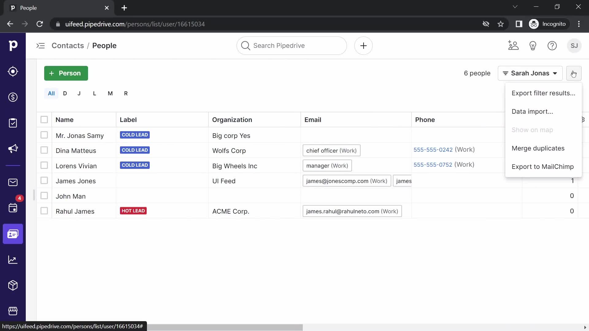 CRM screenshot