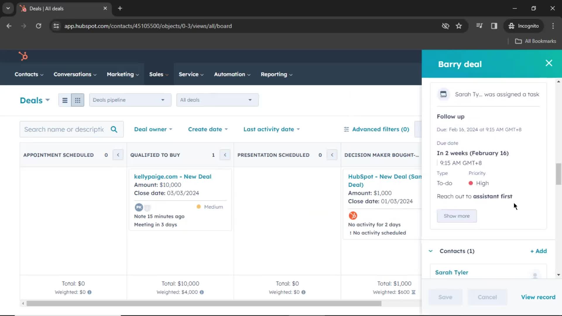 CRM screenshot