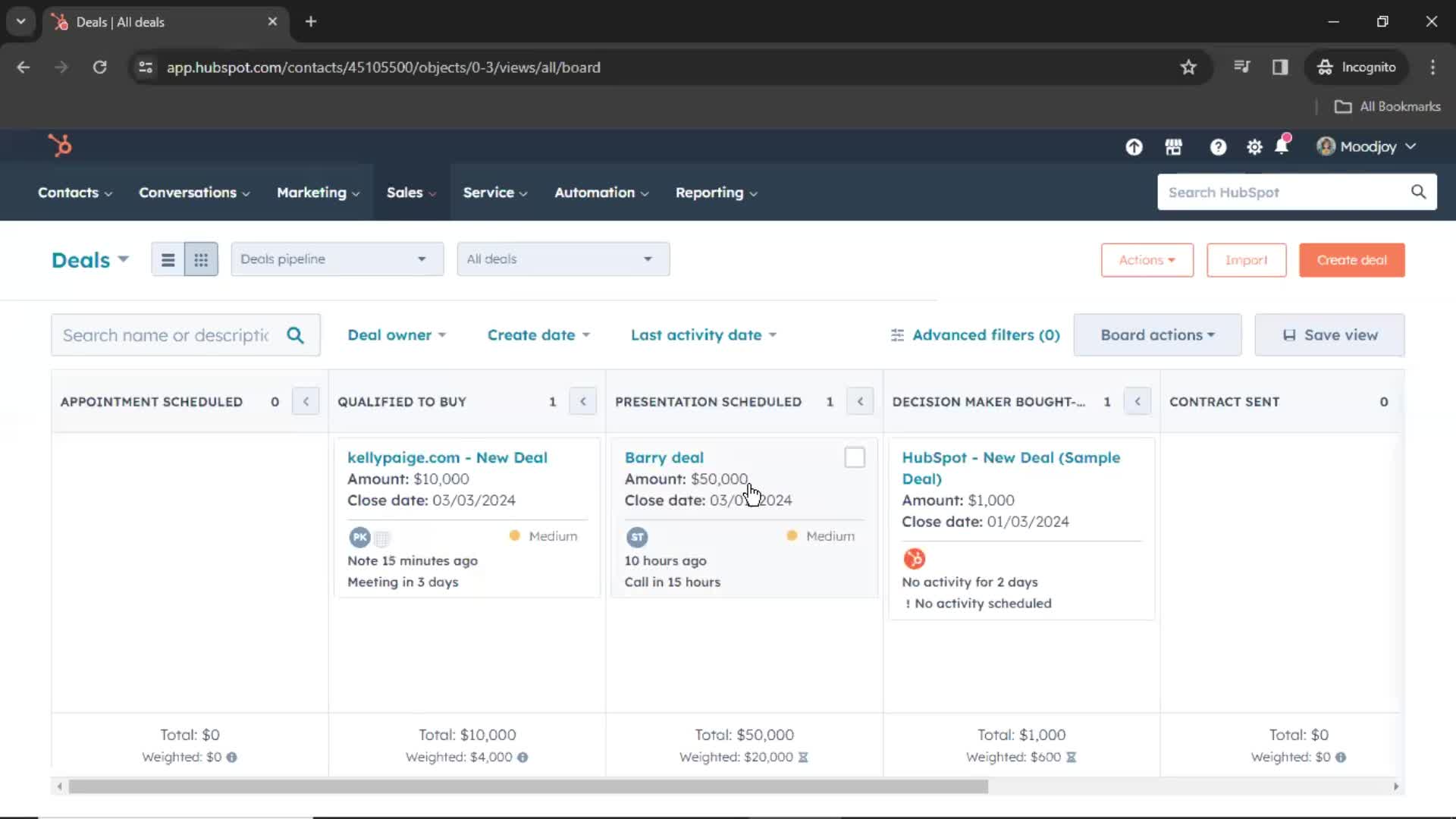 CRM screenshot