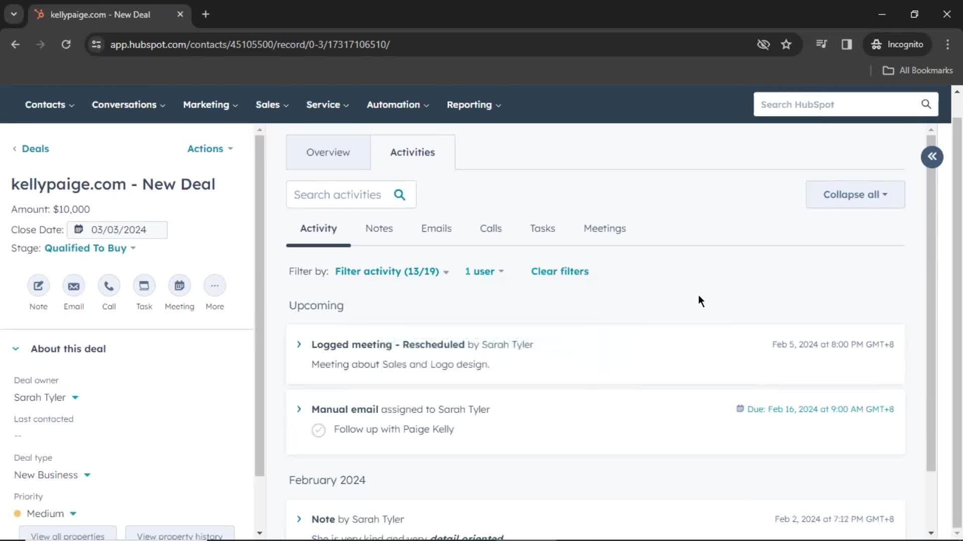 CRM screenshot