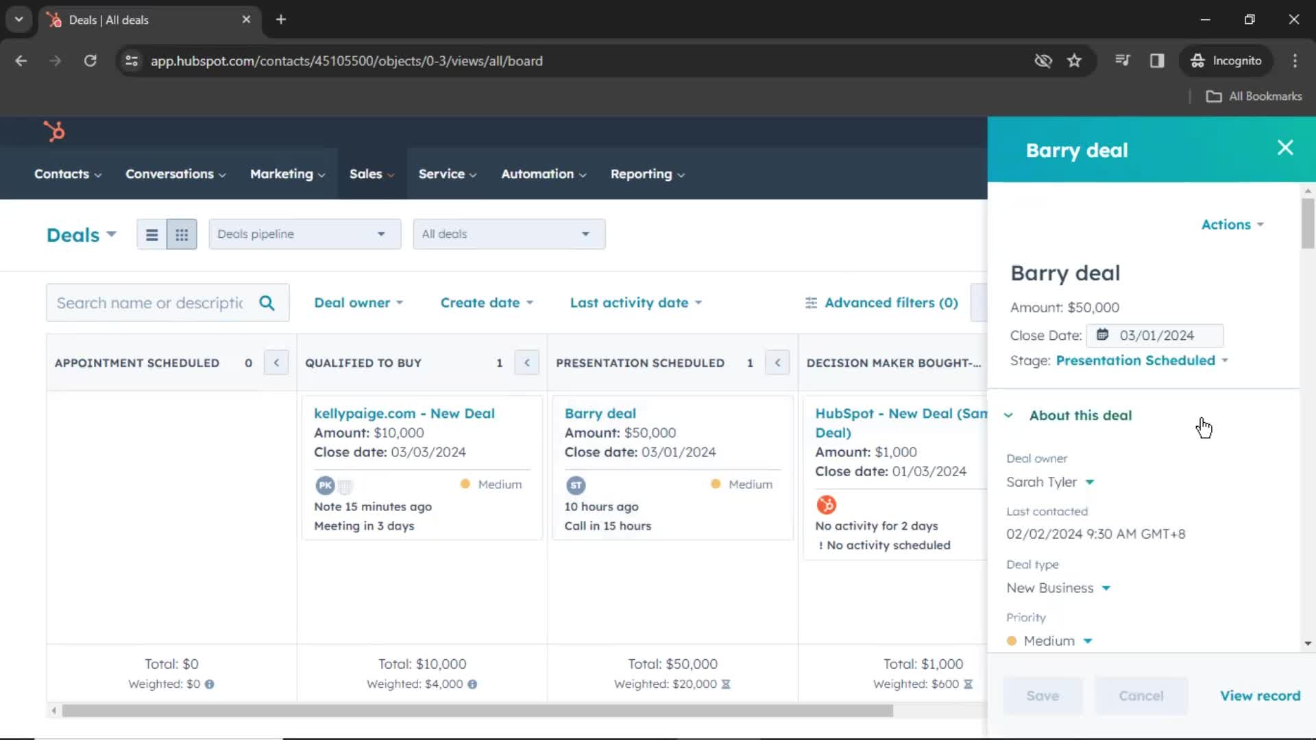 CRM screenshot