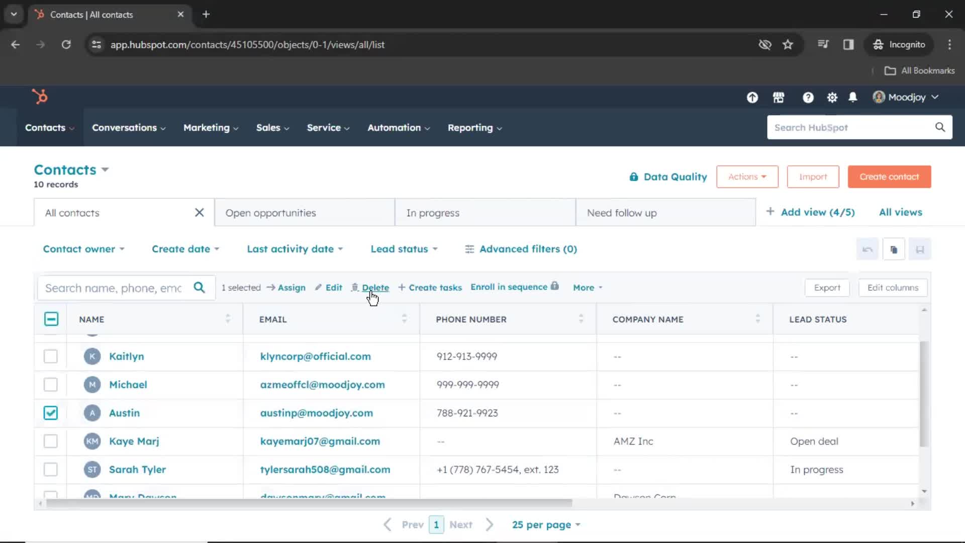 CRM screenshot