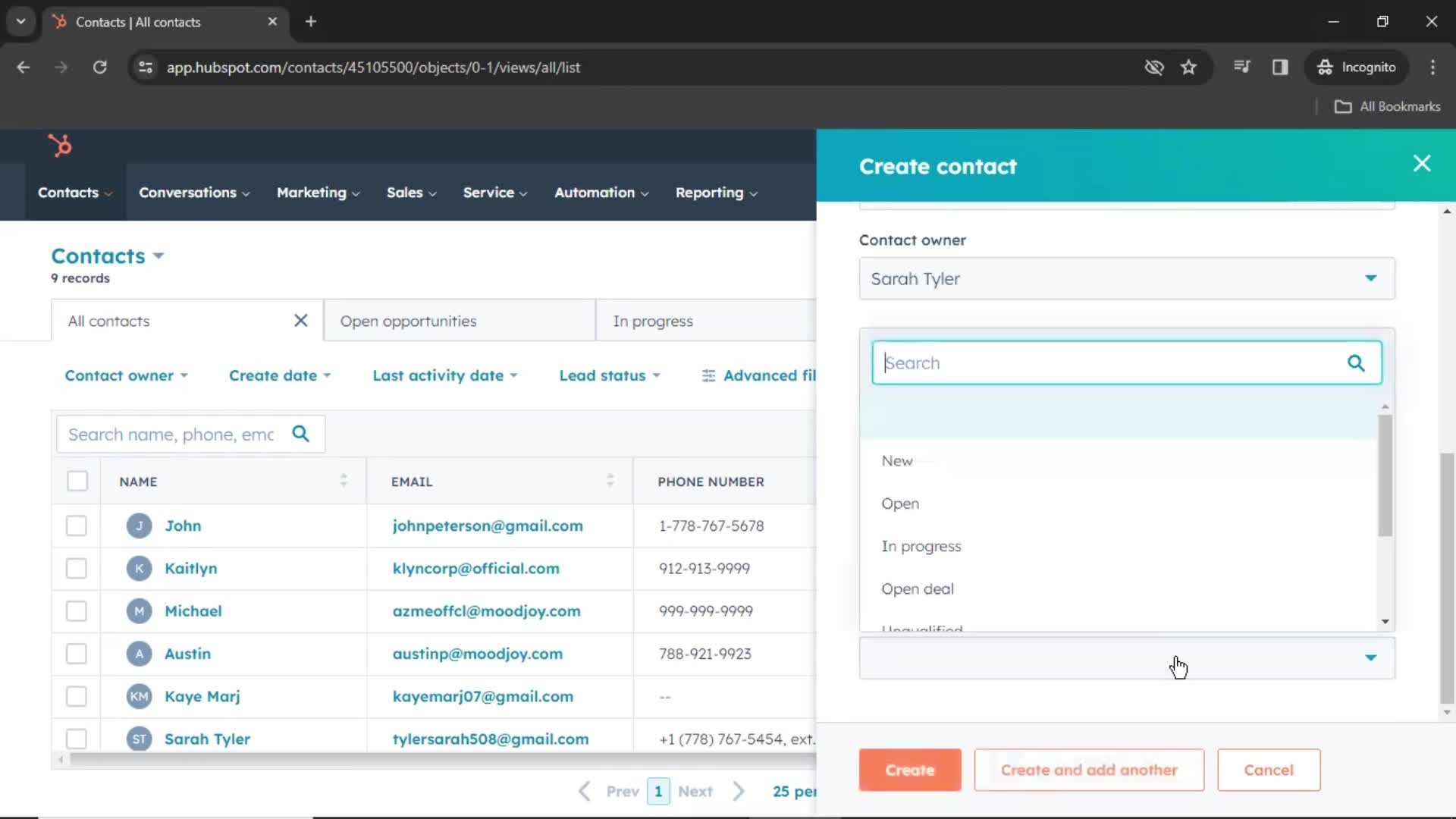 CRM screenshot