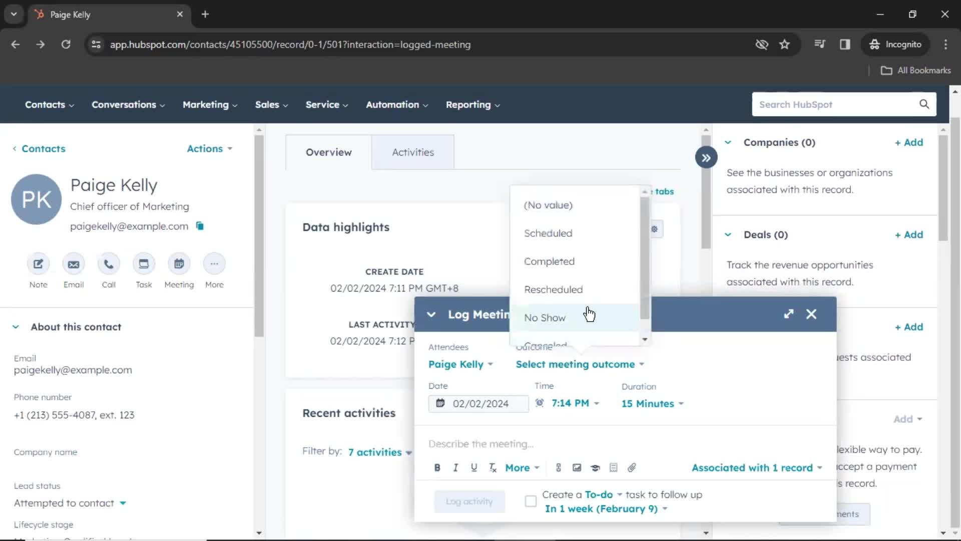 CRM screenshot