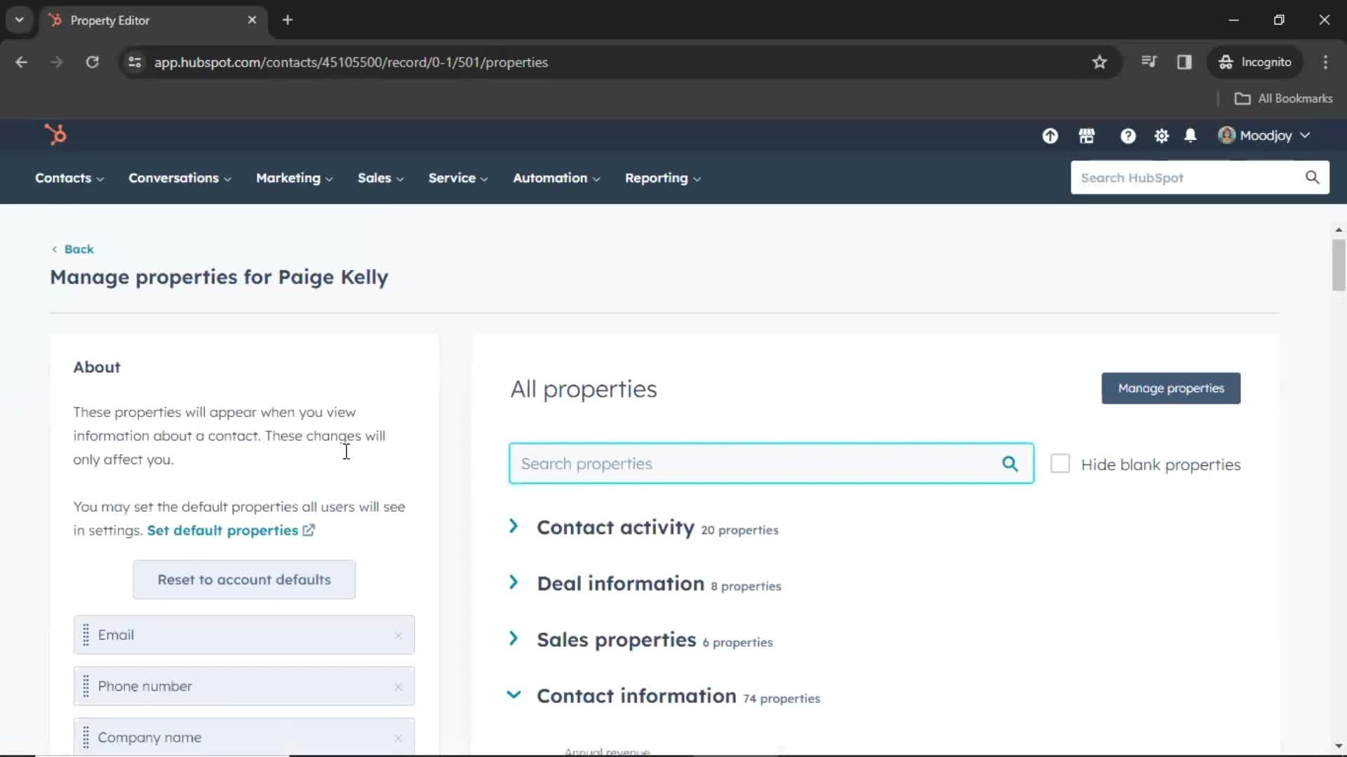 CRM screenshot