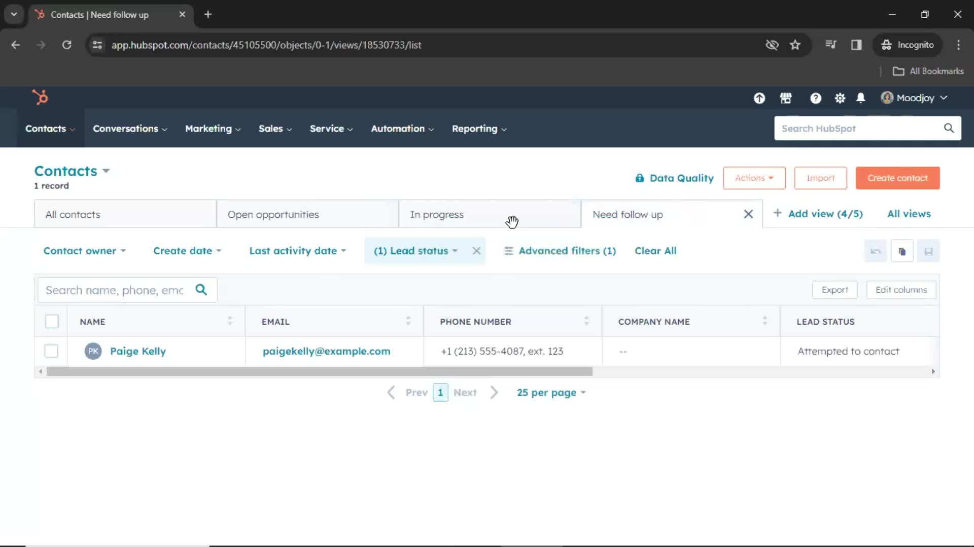 CRM screenshot