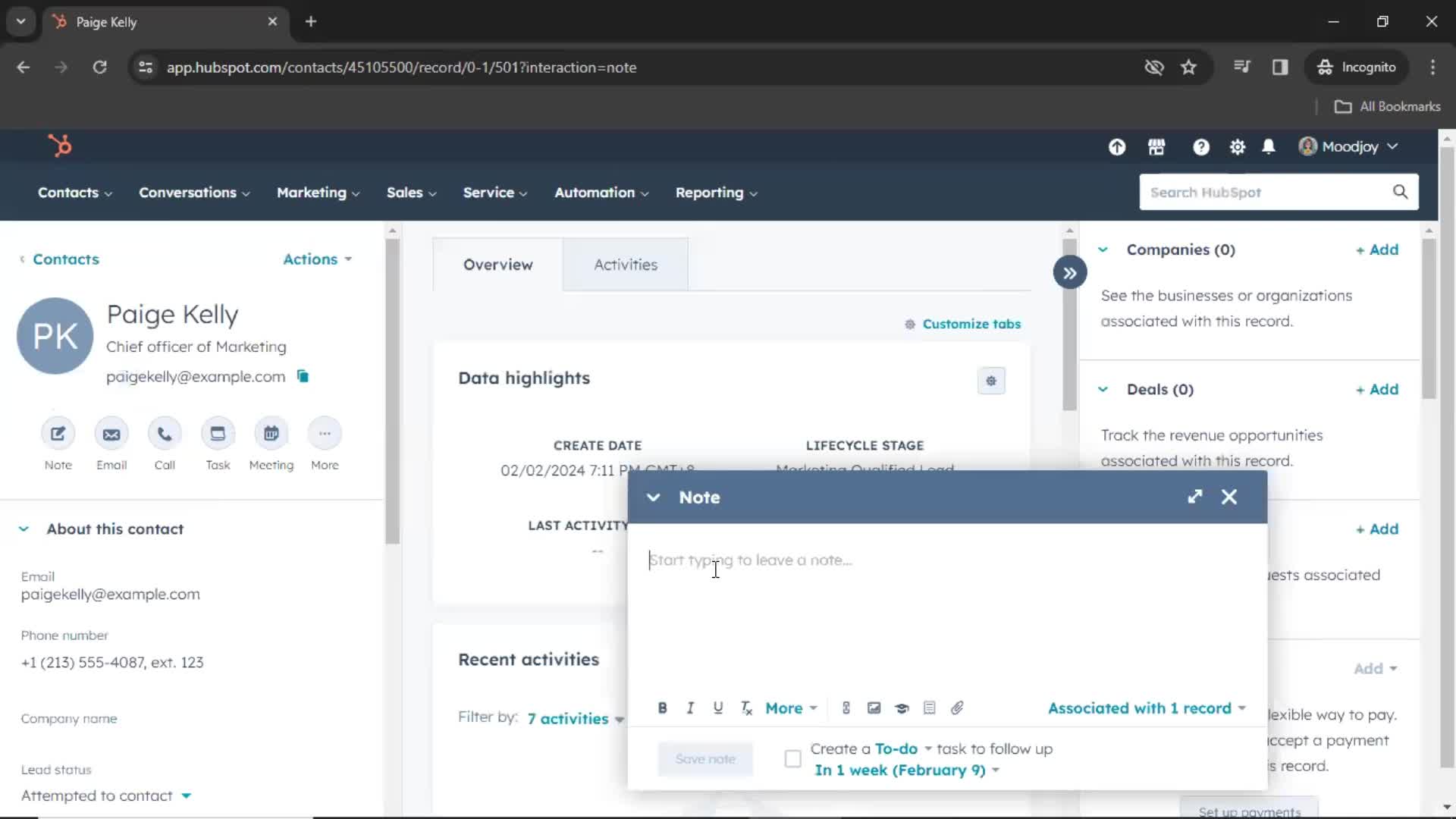 CRM screenshot