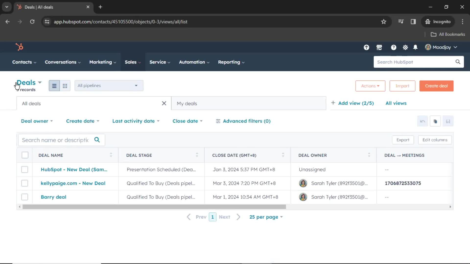 CRM screenshot