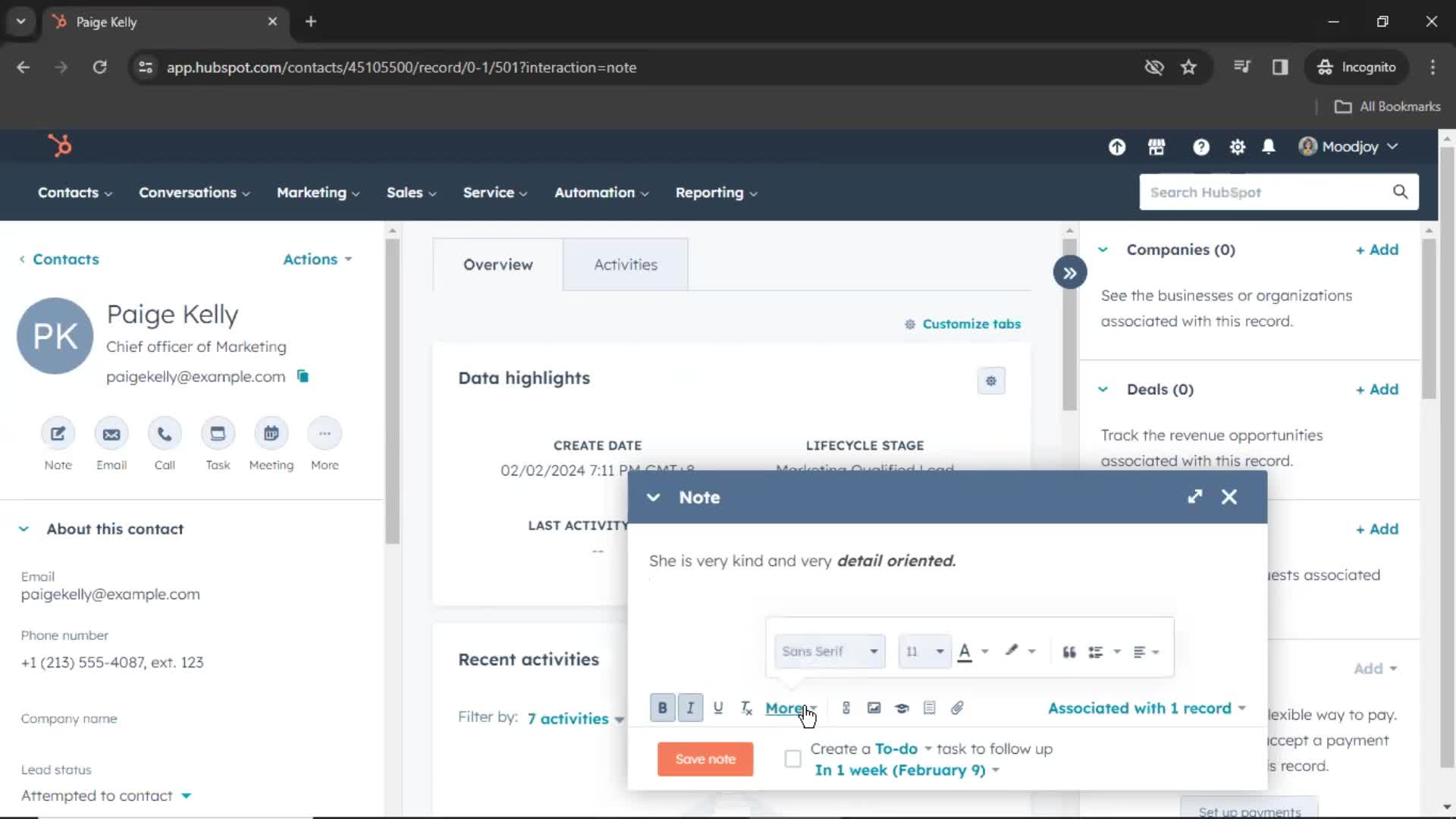 CRM screenshot