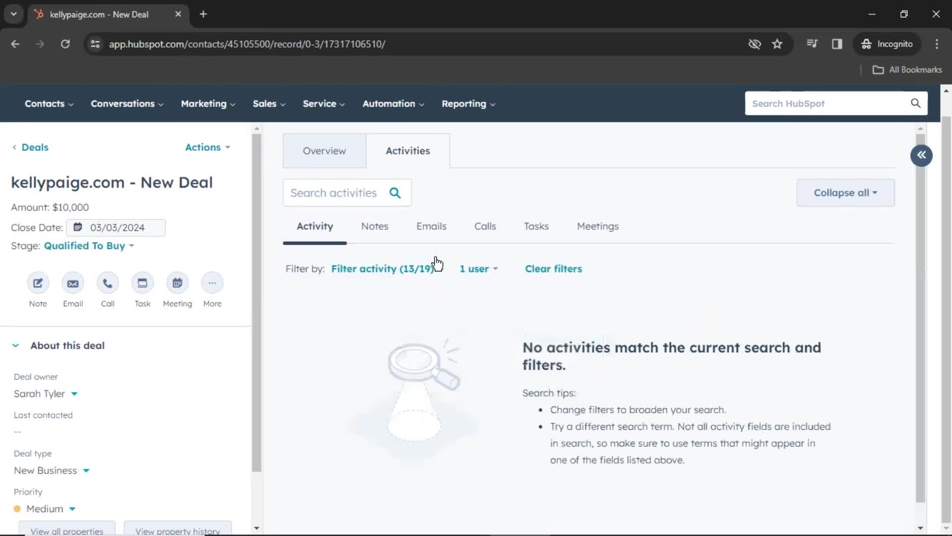 CRM screenshot