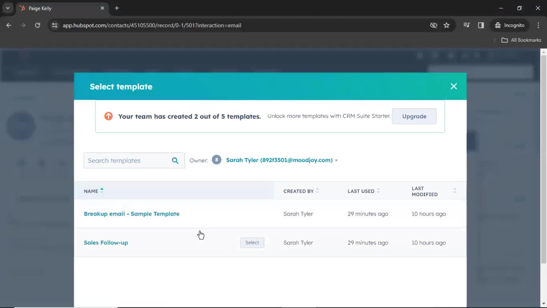 CRM screenshot