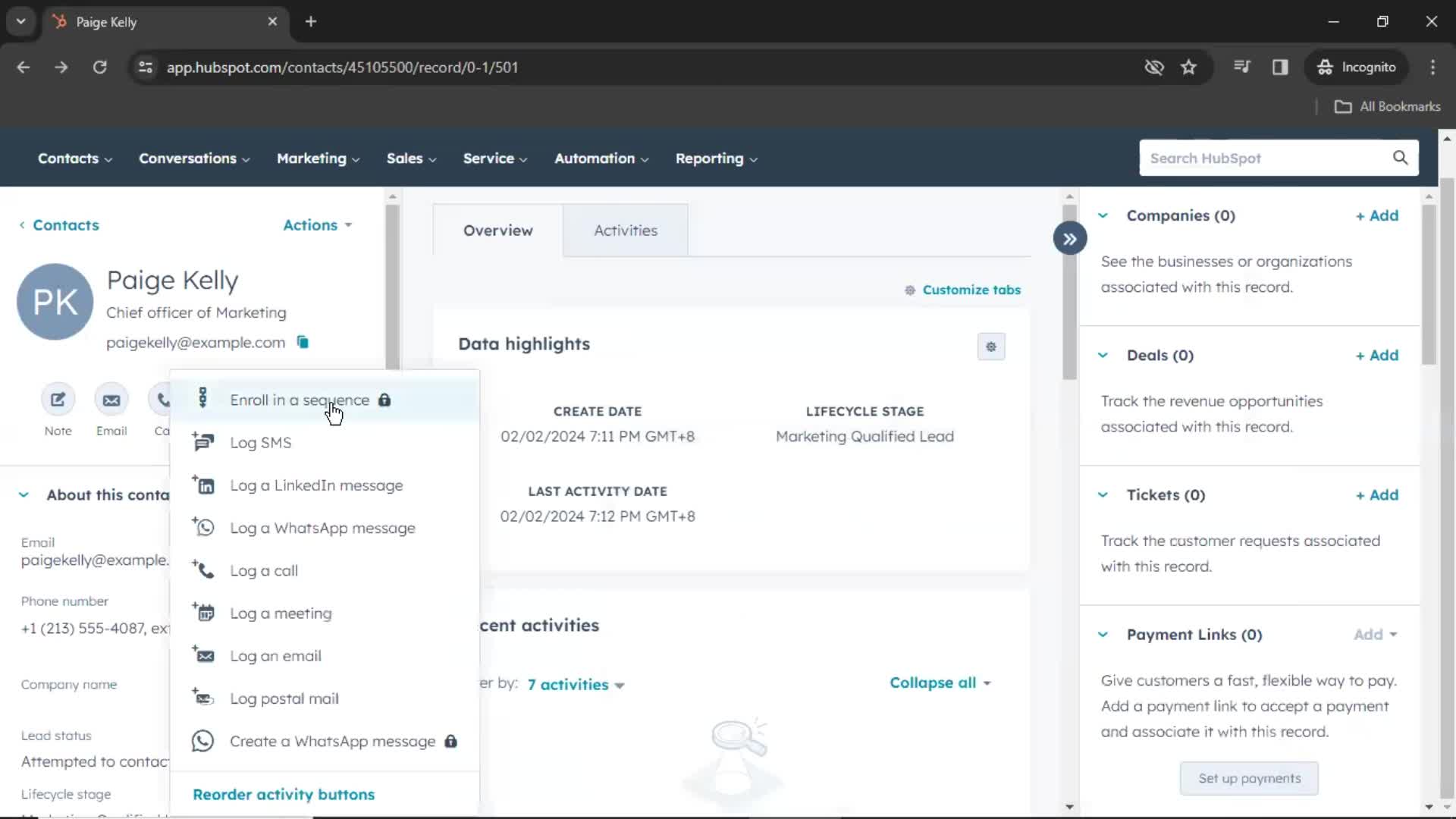 CRM screenshot