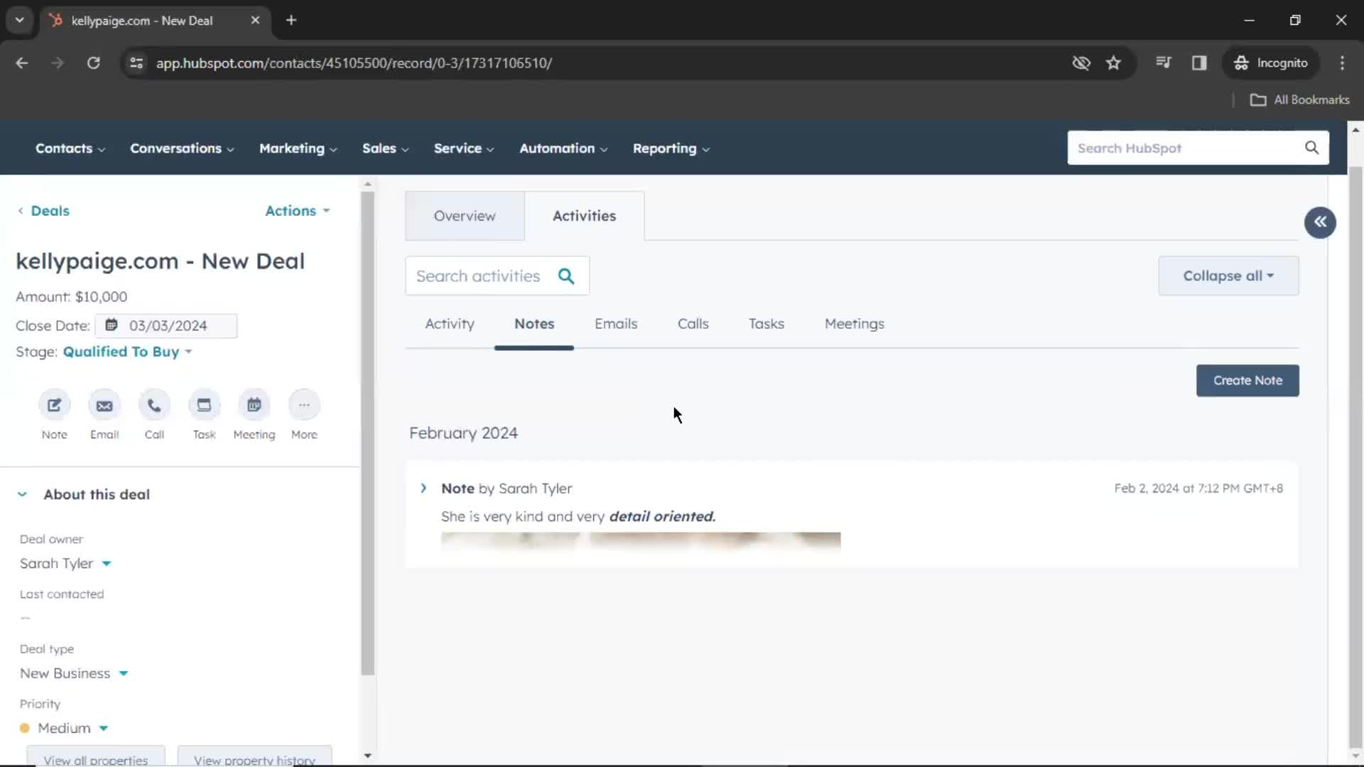 CRM screenshot