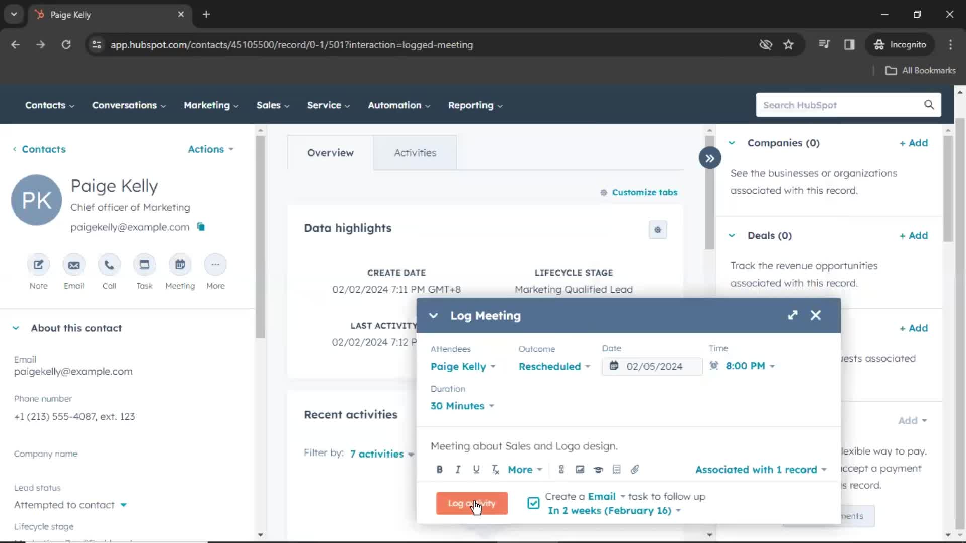 CRM screenshot