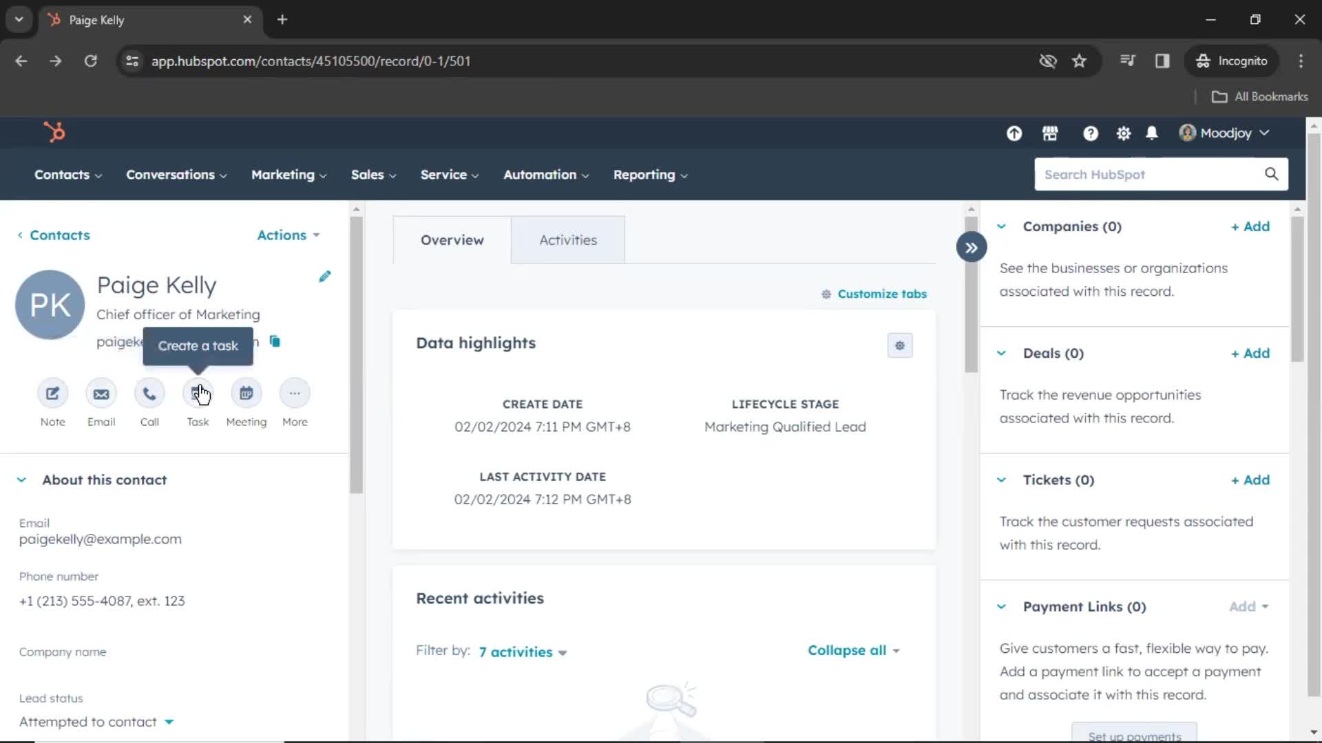 CRM screenshot