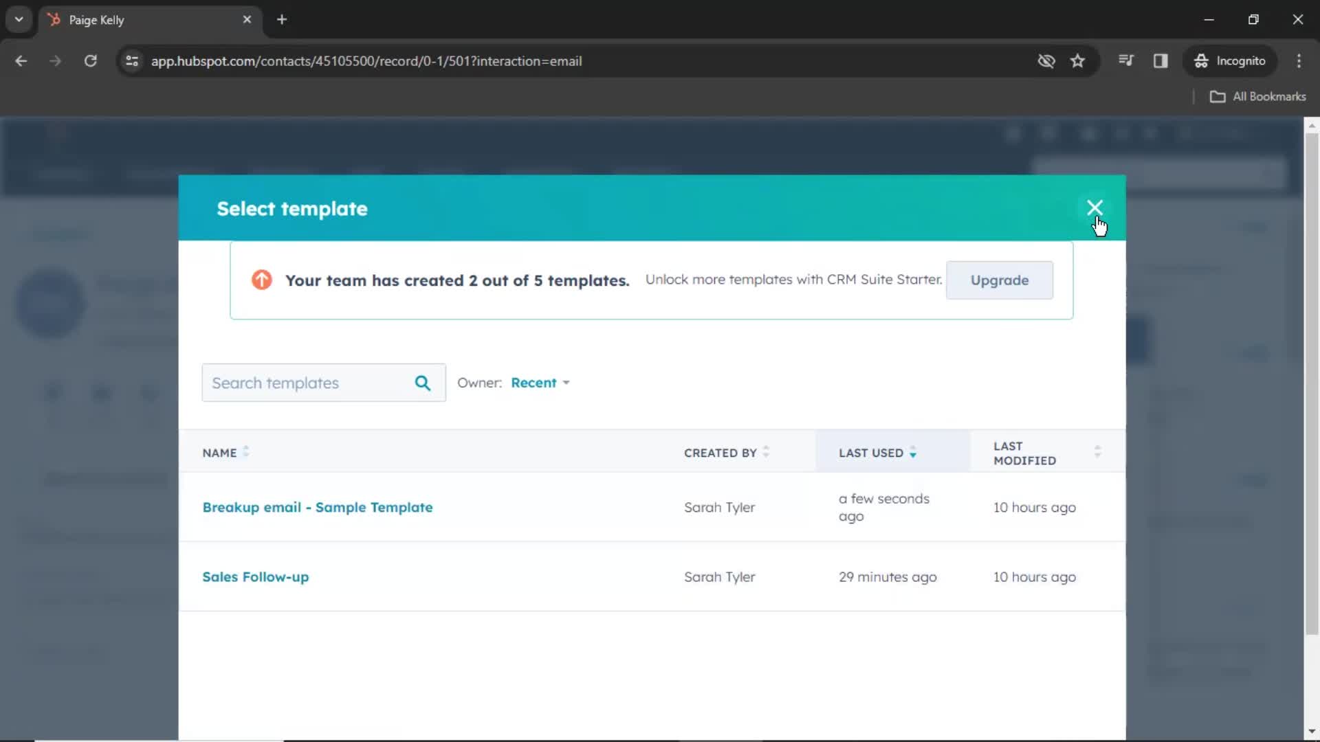 CRM screenshot