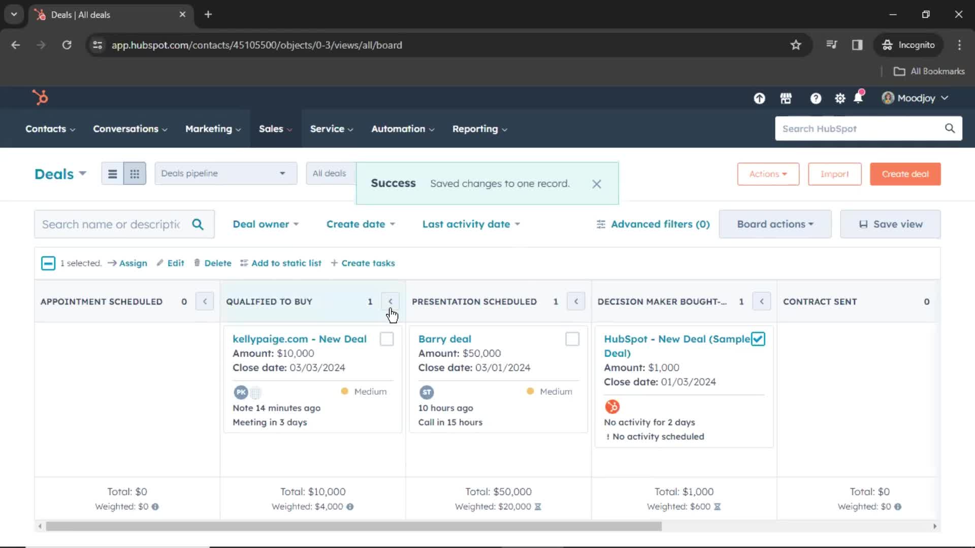 CRM screenshot