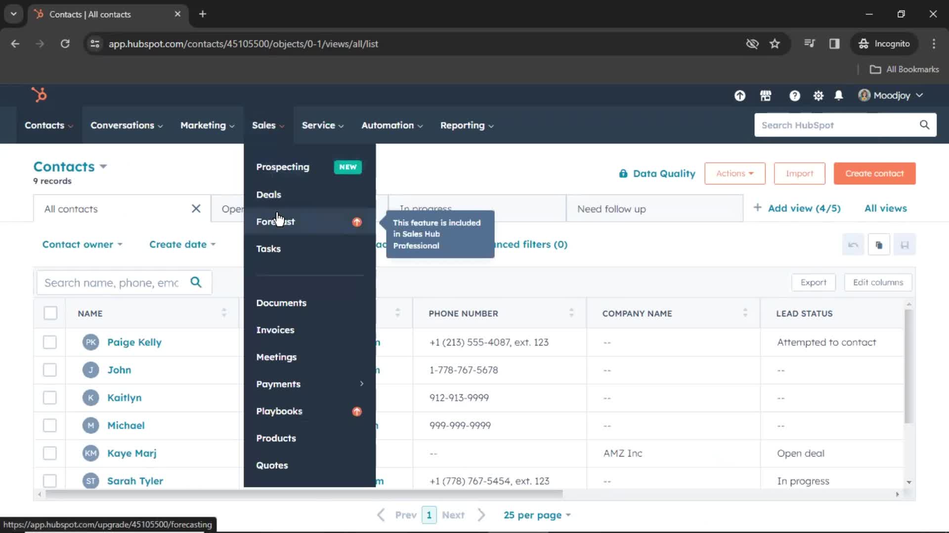 CRM screenshot