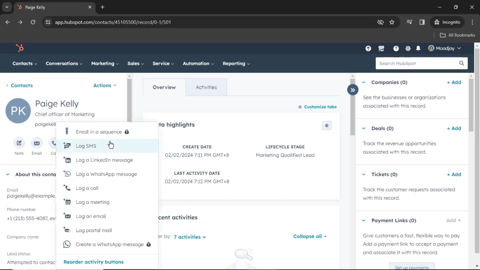 CRM screenshot