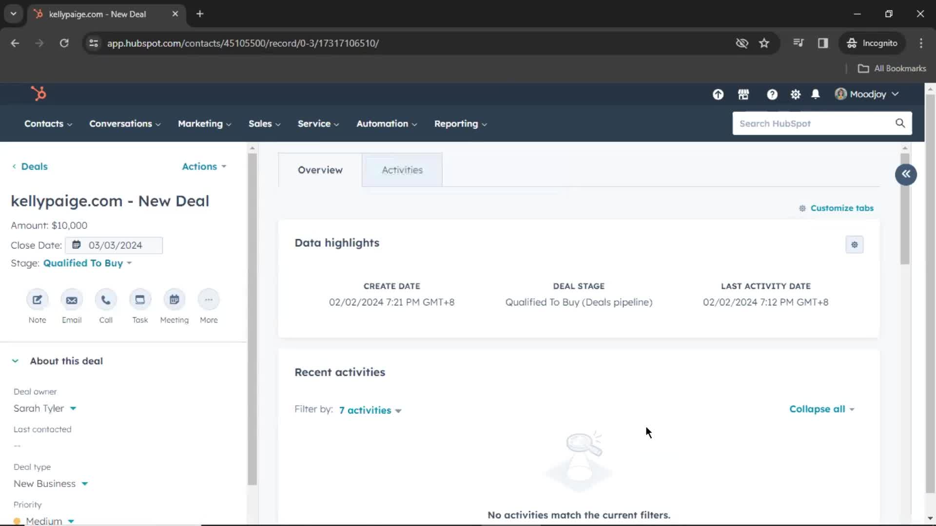 CRM screenshot