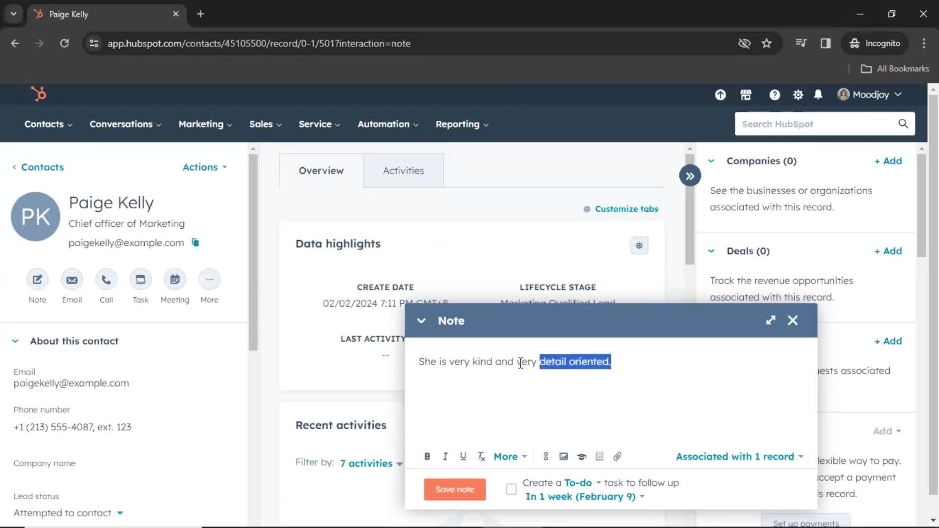 CRM screenshot