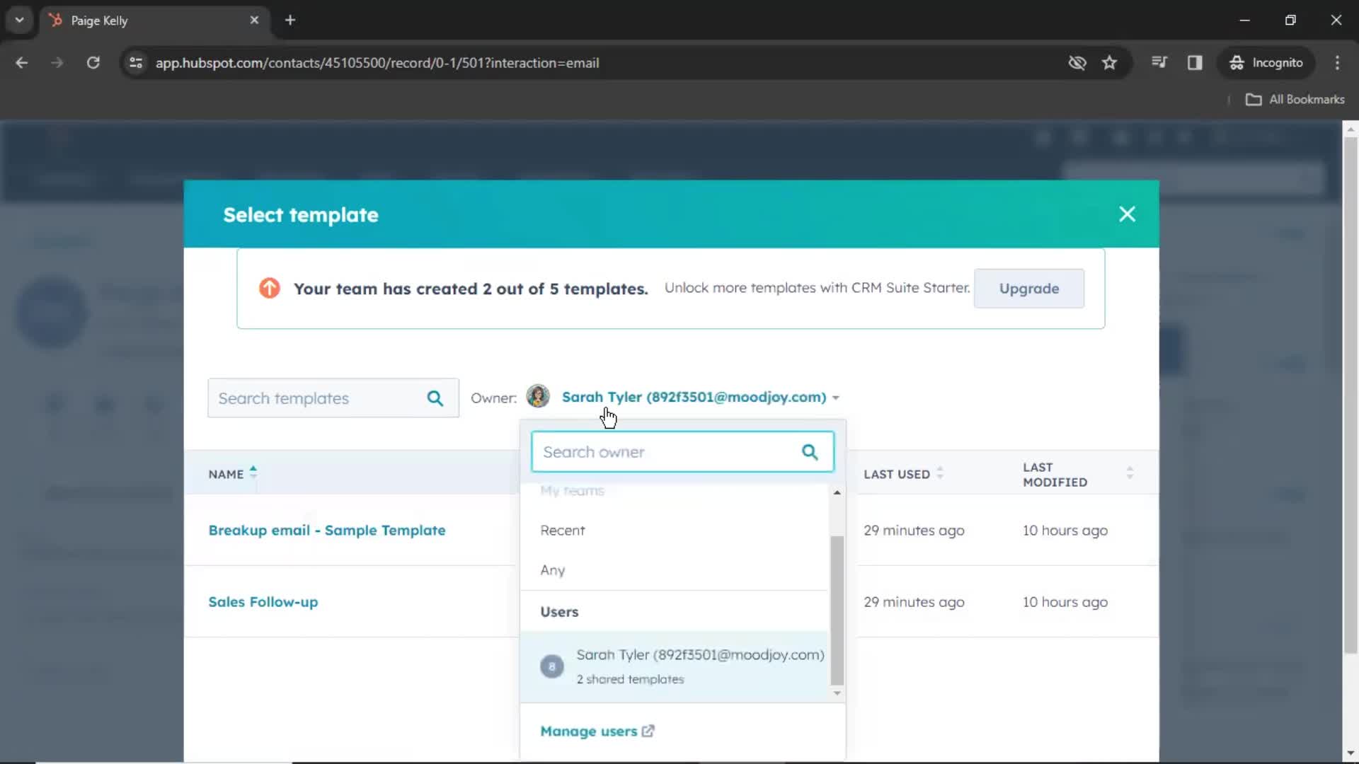 CRM screenshot