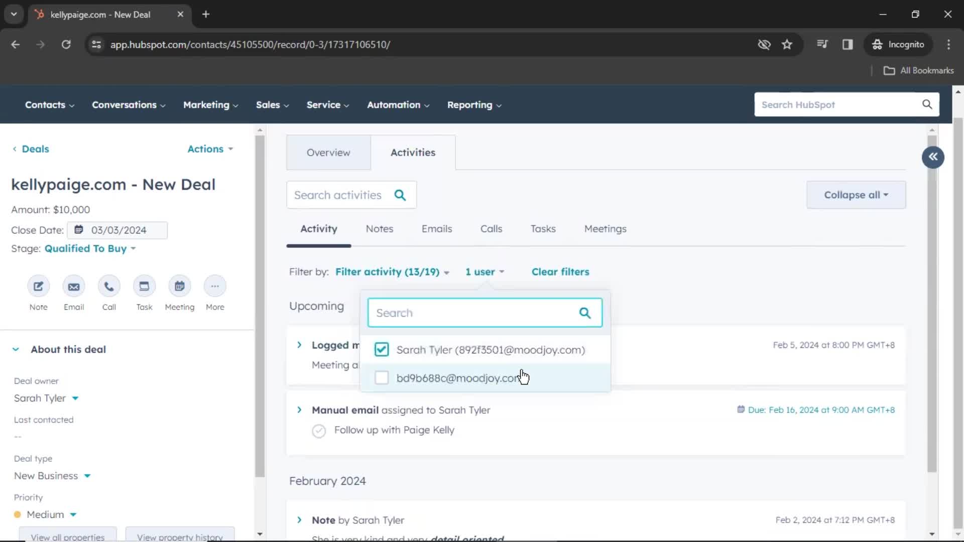 CRM screenshot