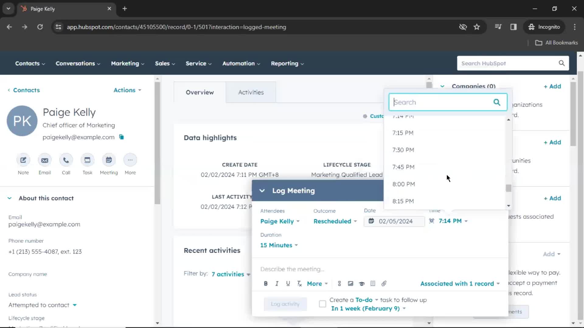 CRM screenshot