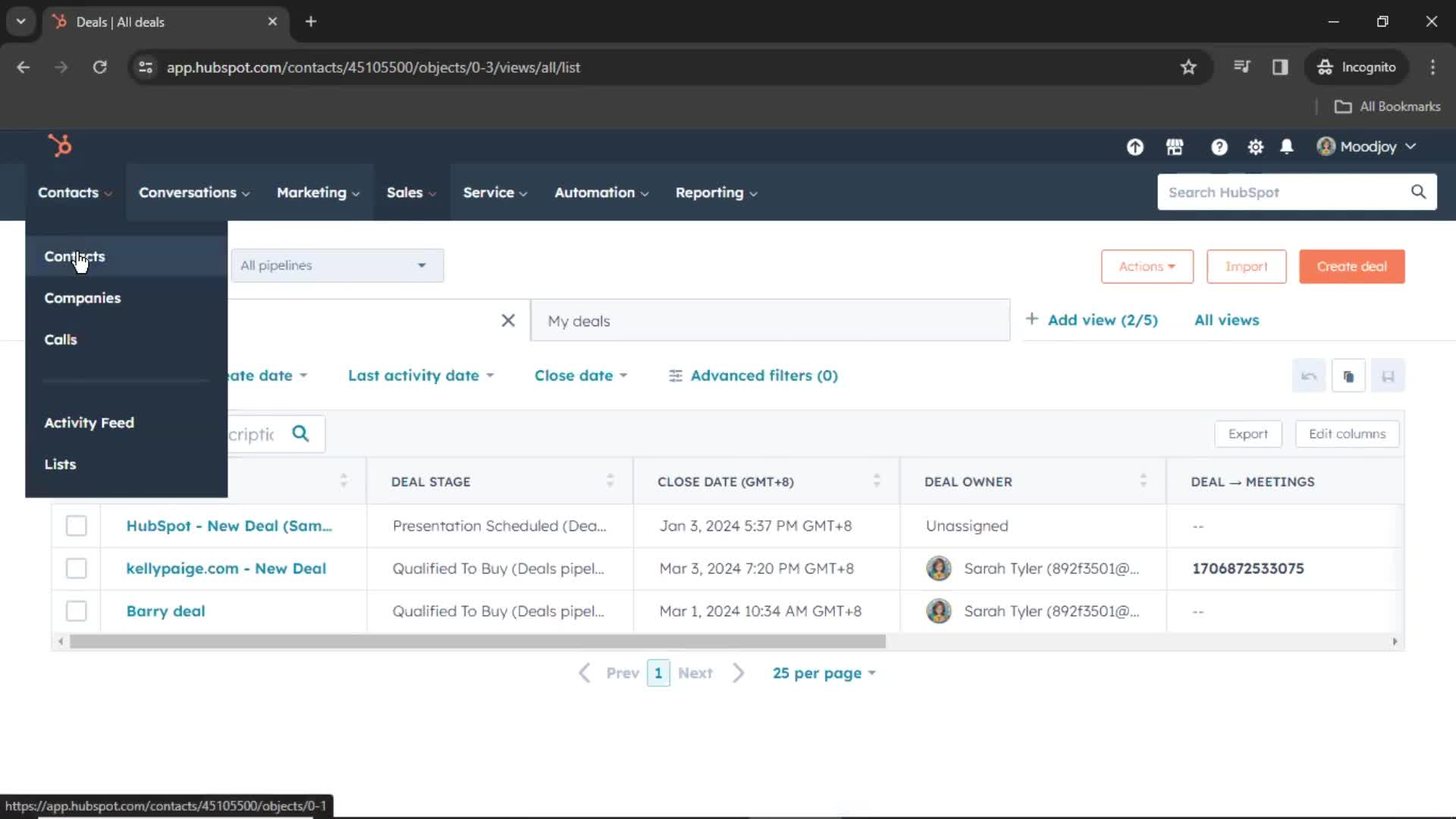 CRM screenshot