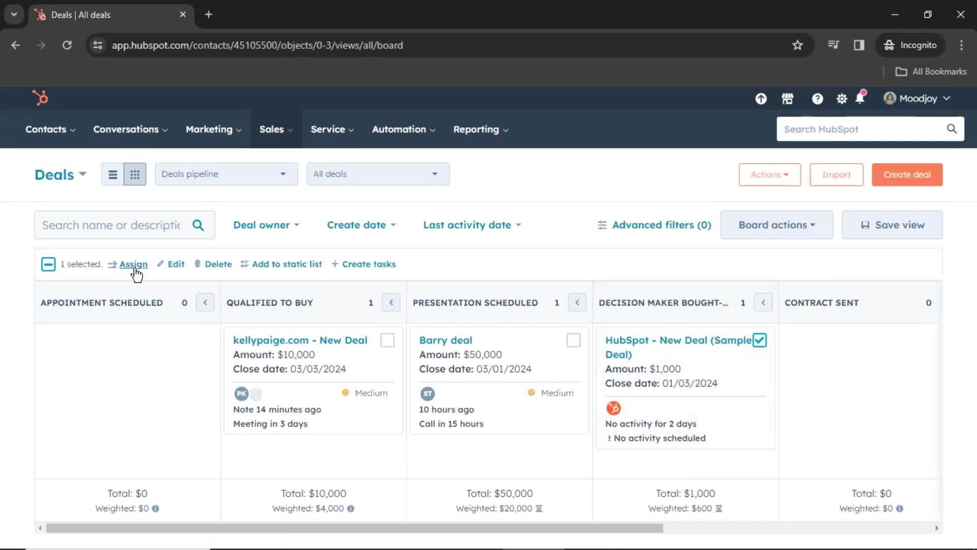 CRM screenshot