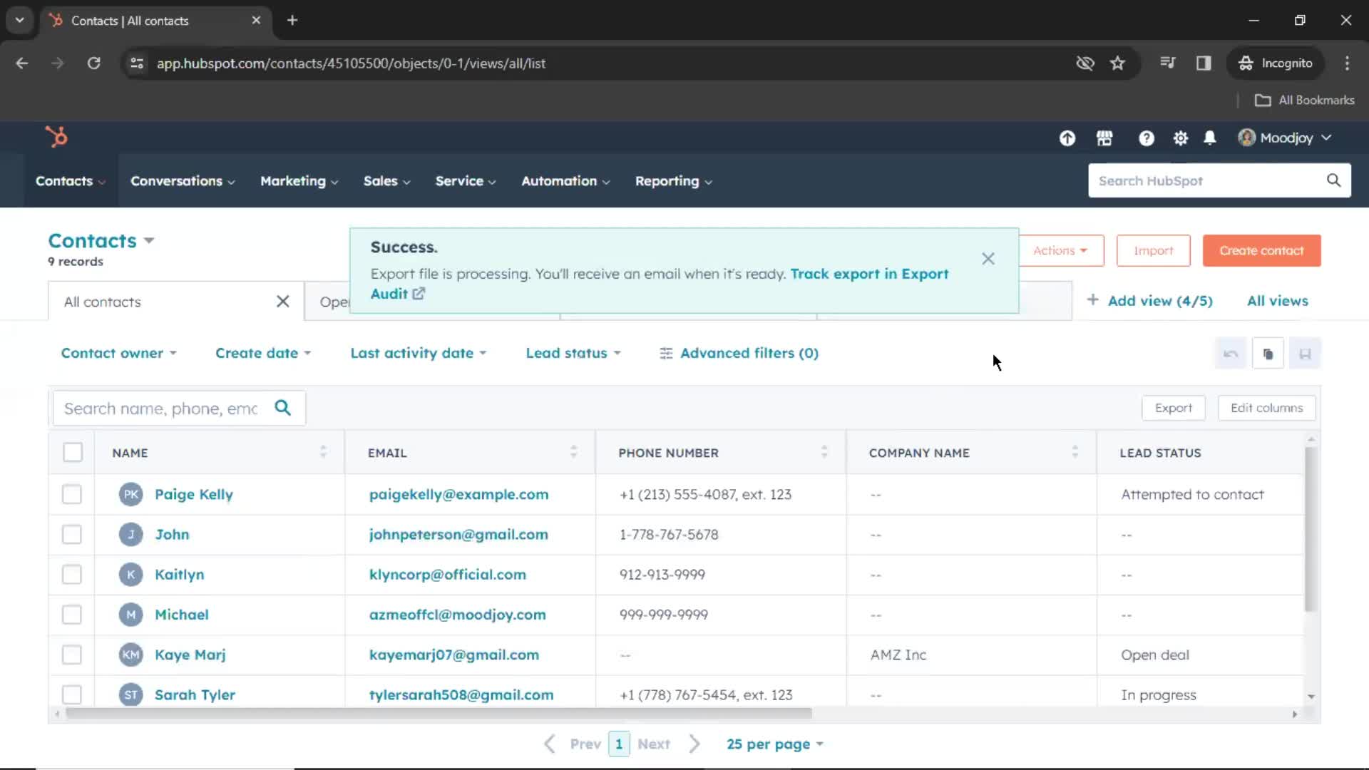 CRM screenshot