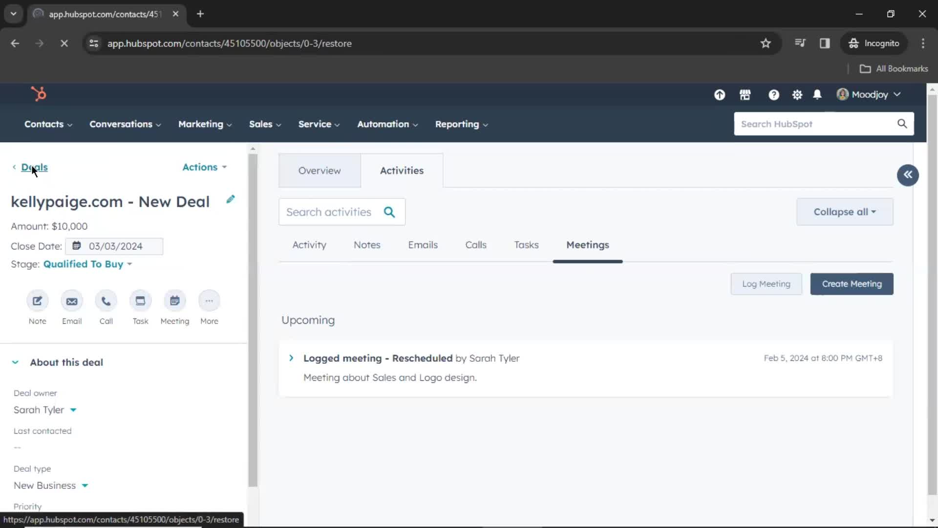 CRM screenshot