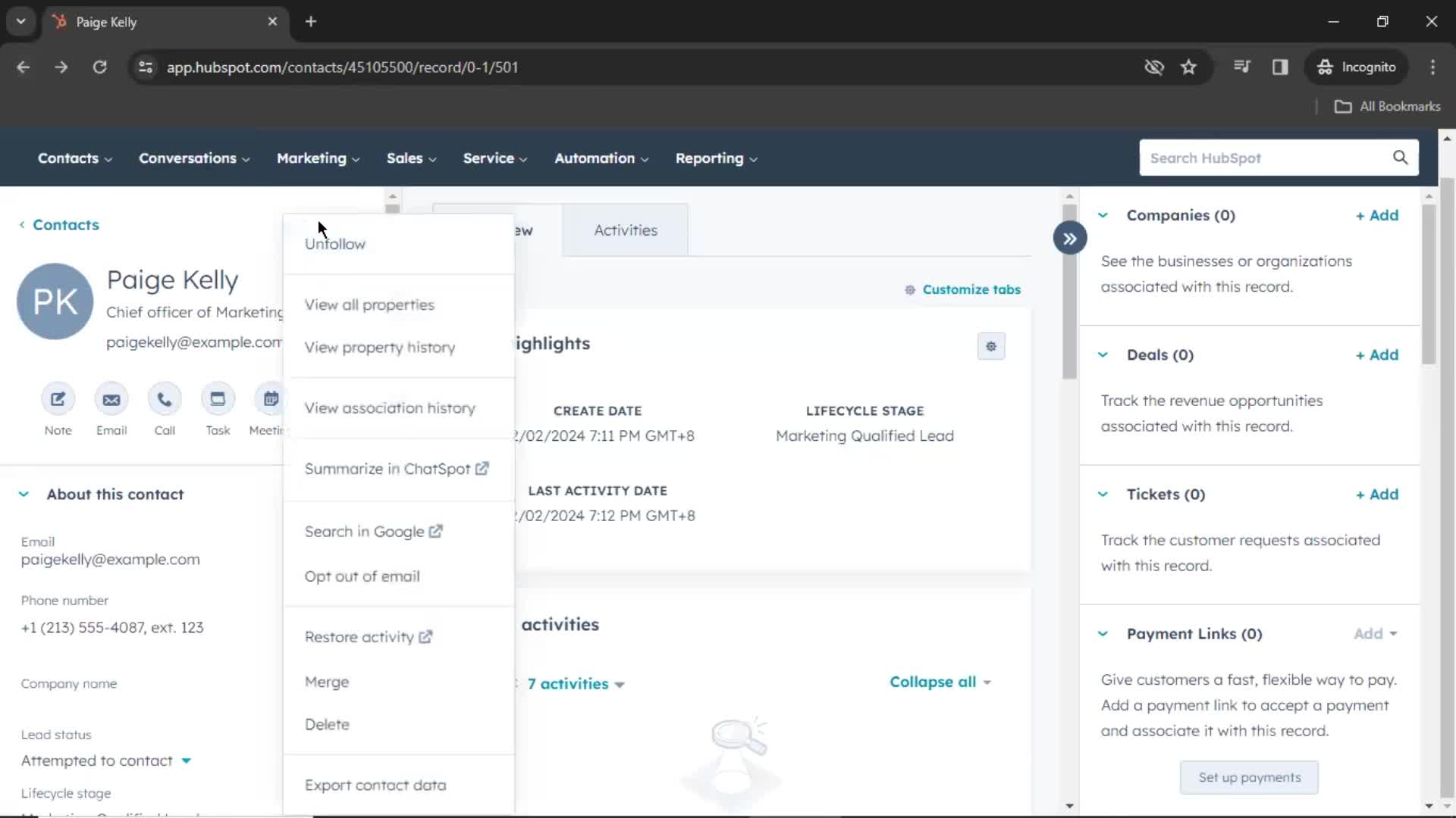 CRM screenshot