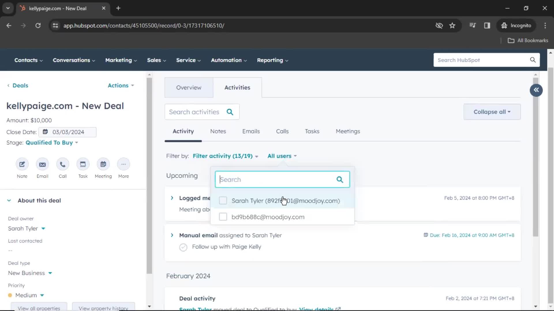 CRM screenshot