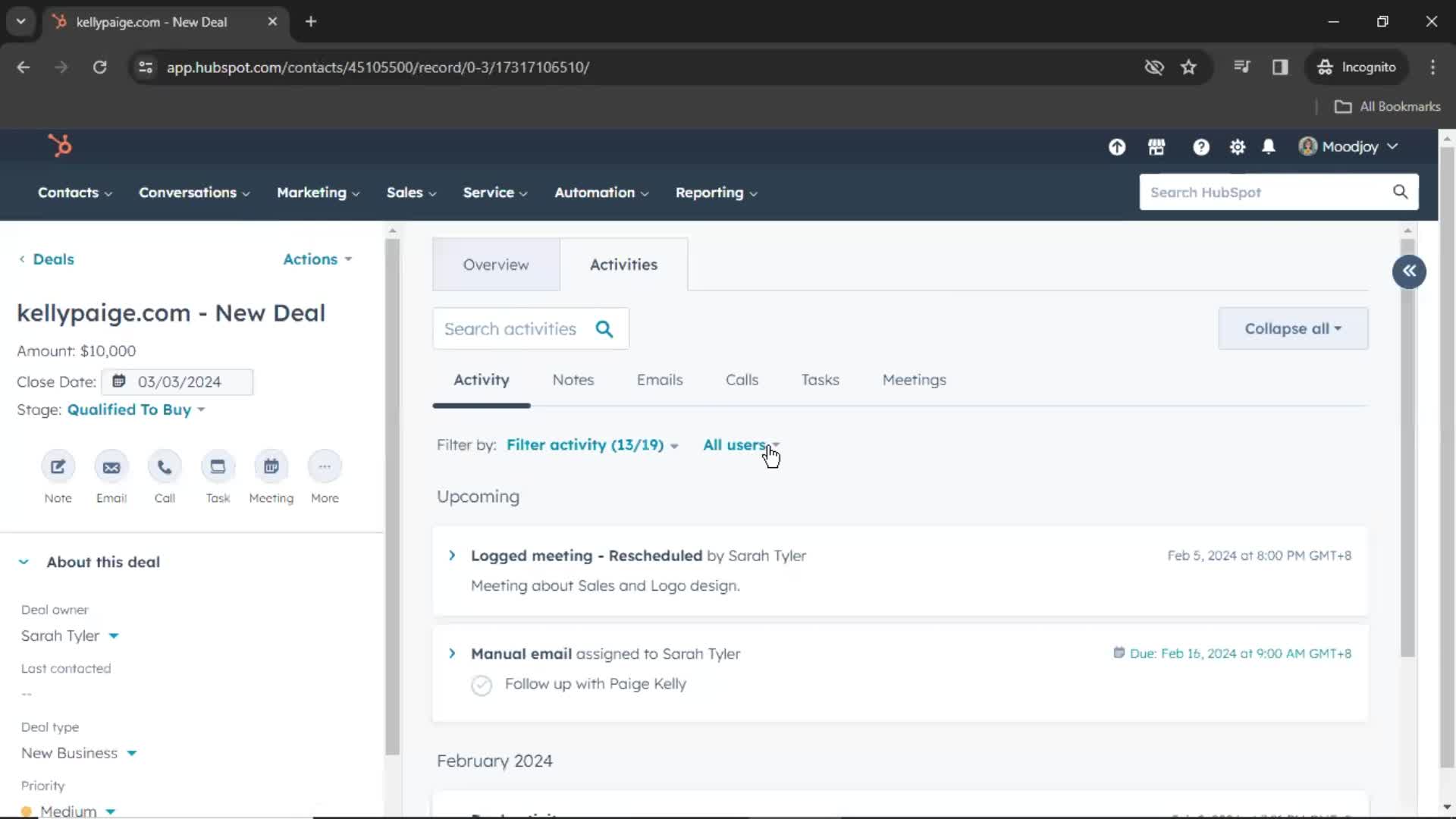 CRM screenshot