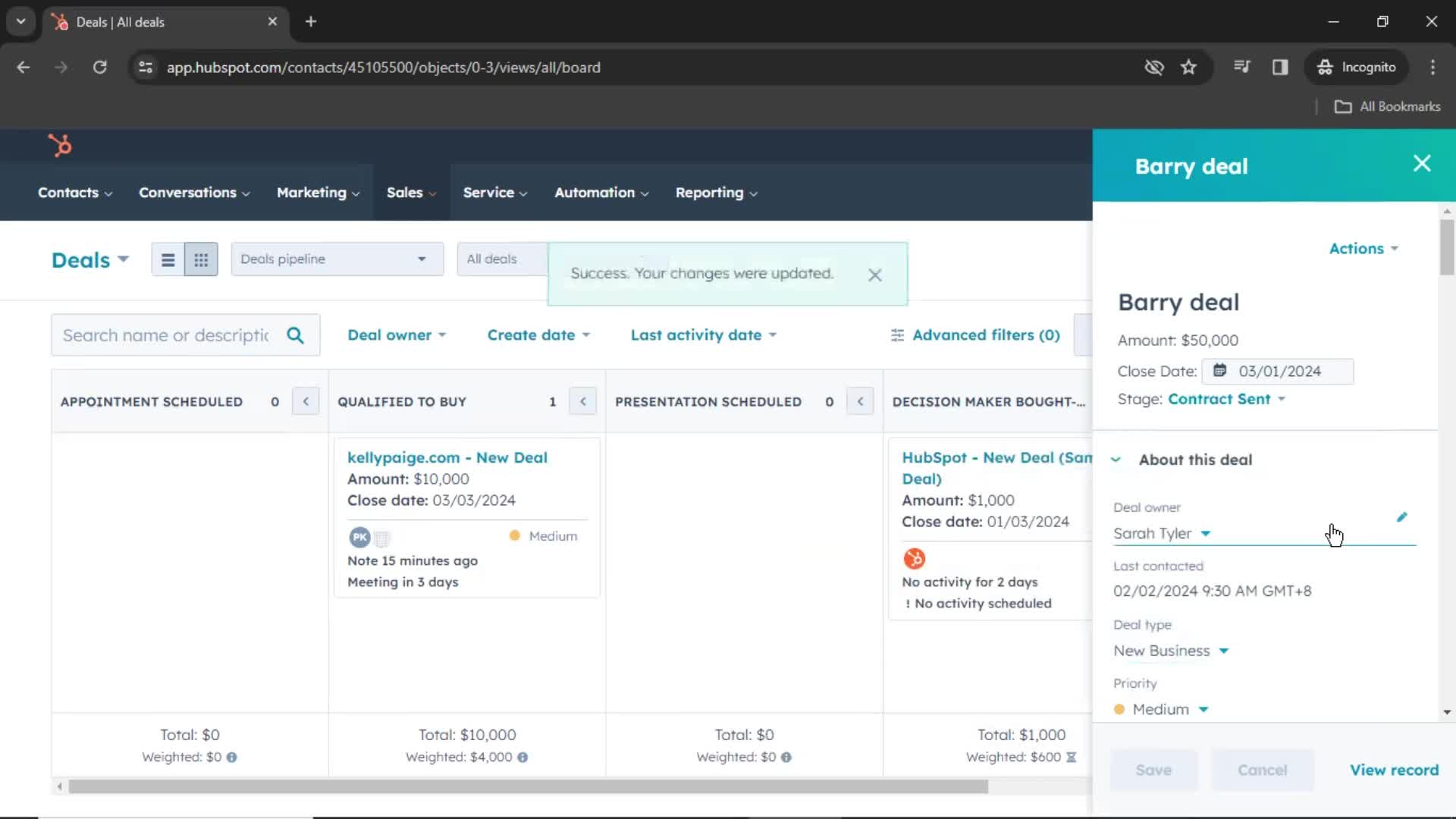 CRM screenshot