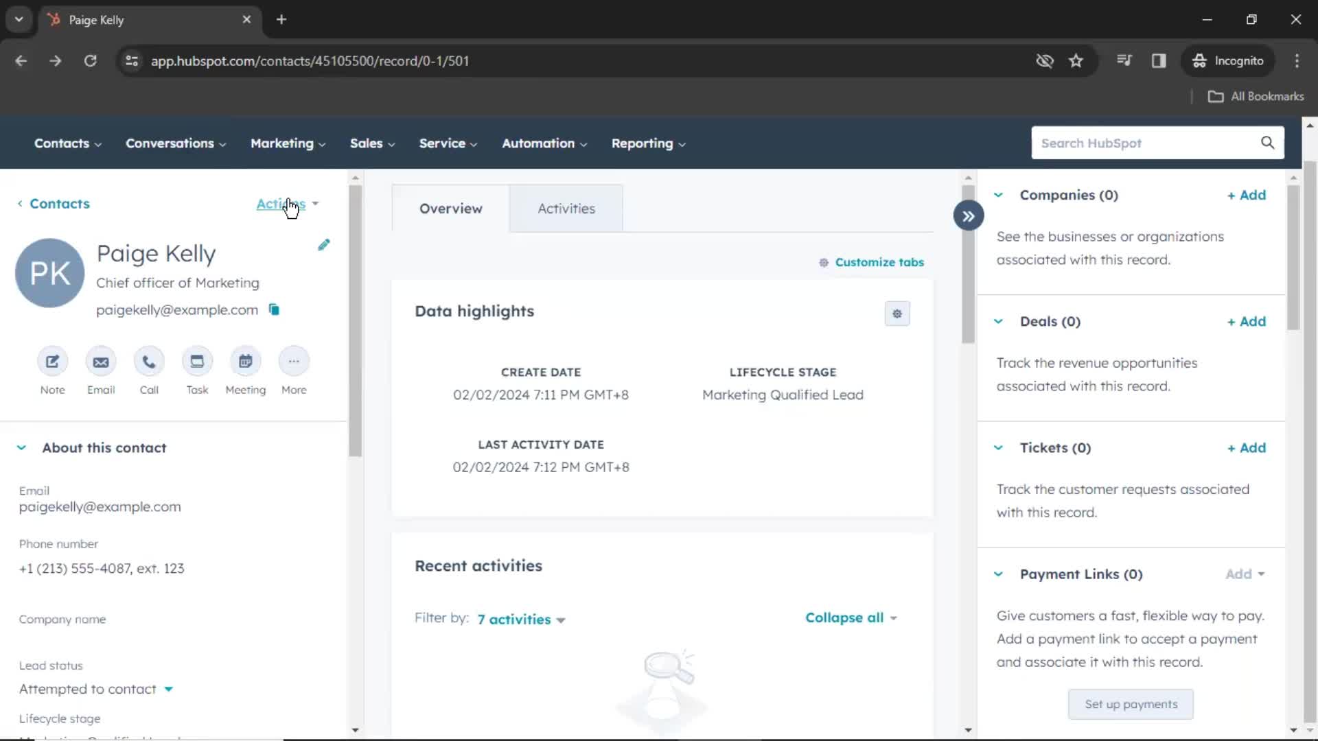 CRM screenshot